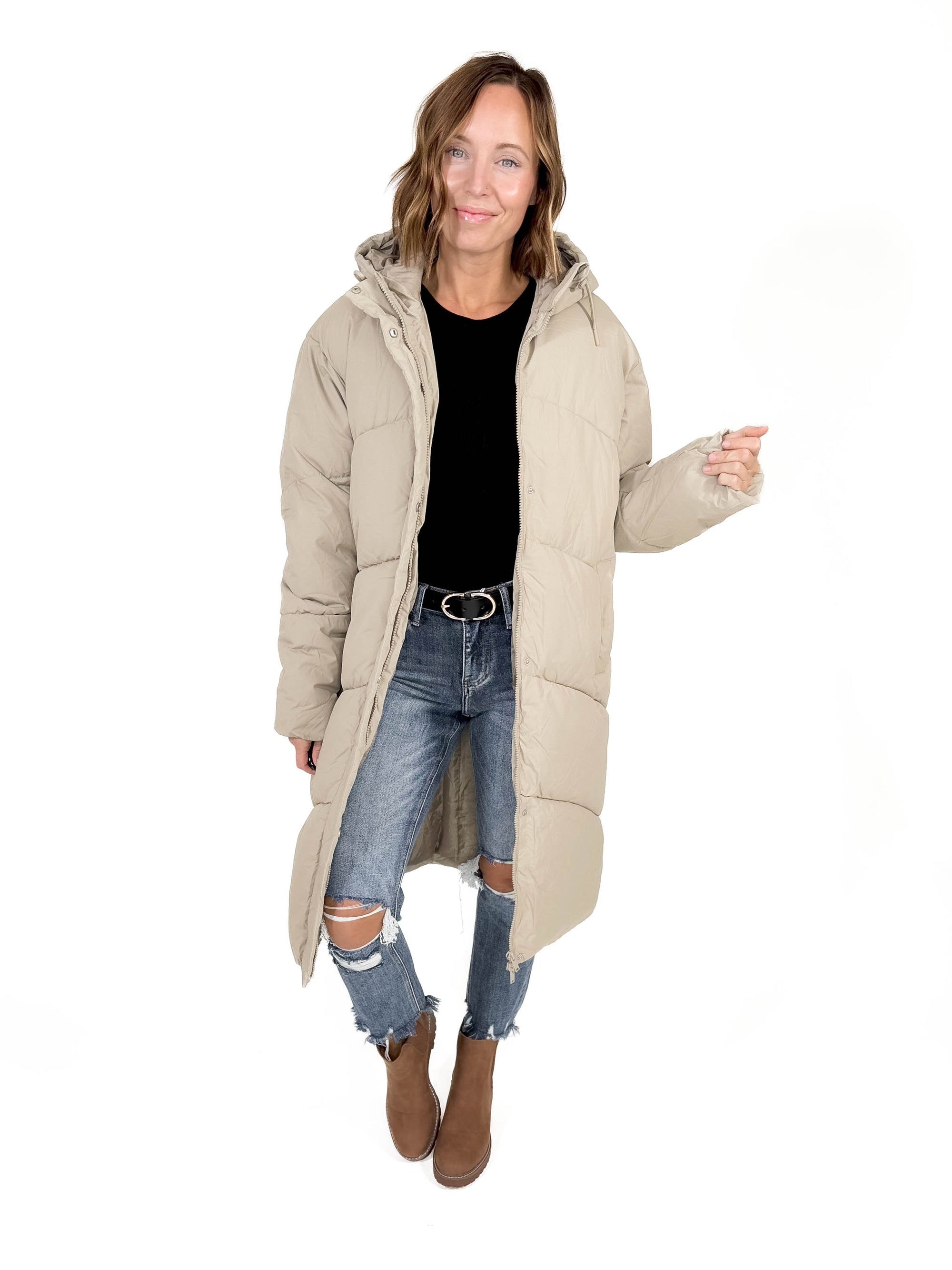 NOISY MAY Tenley Long Jacket- COOL BEIGE -FINAL SALE