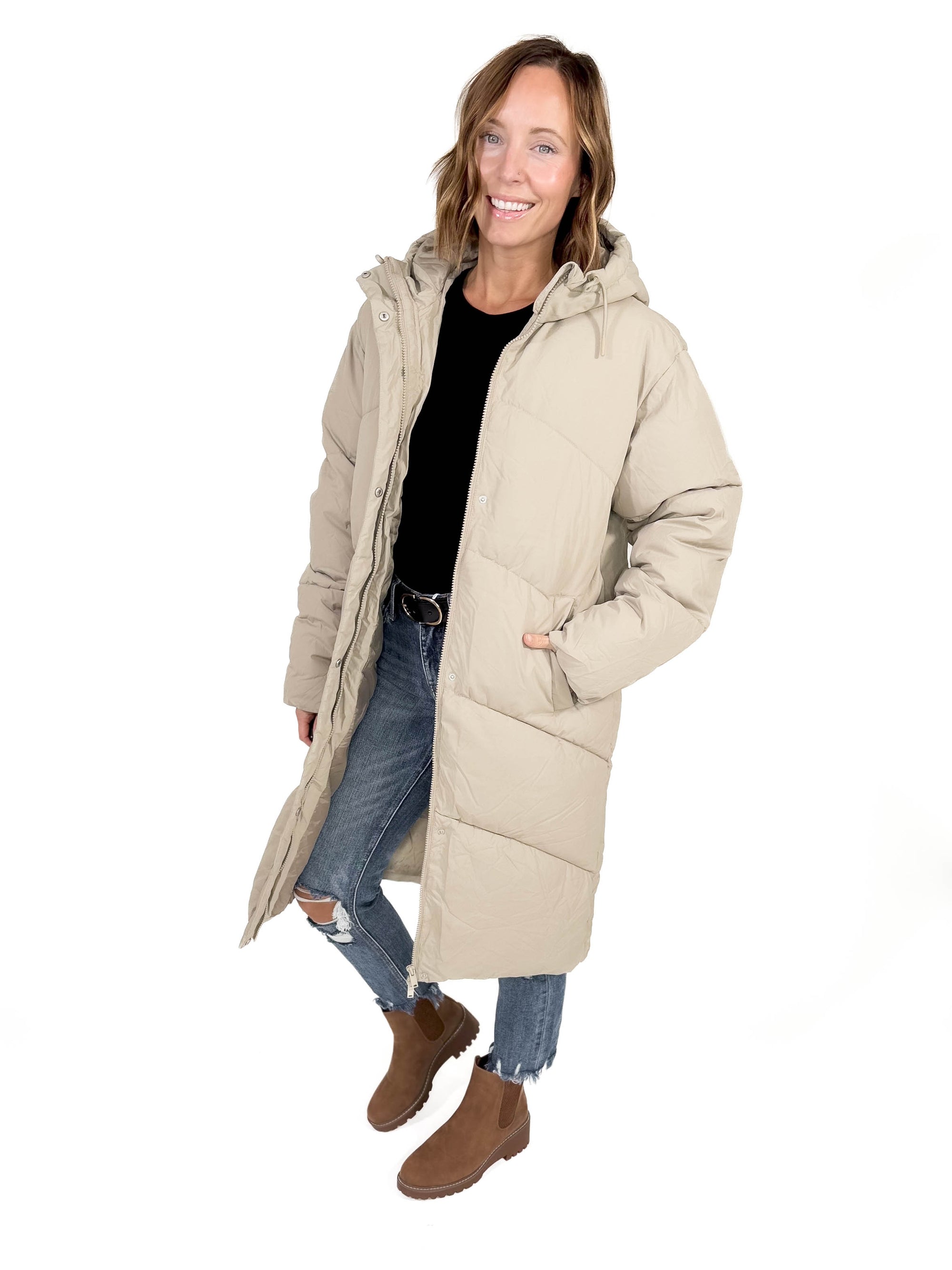 NOISY MAY Tenley Long Jacket- COOL BEIGE -FINAL SALE