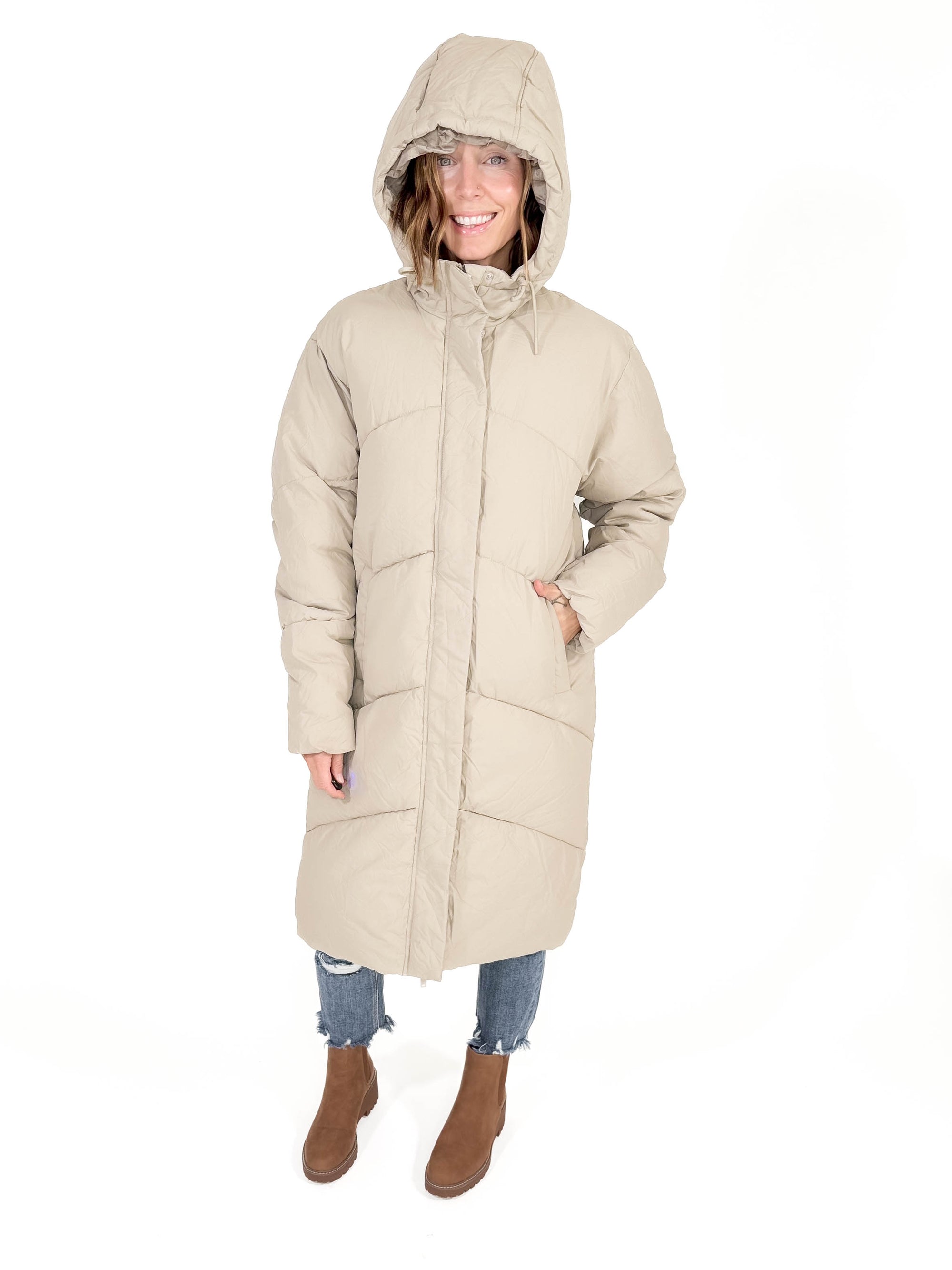 NOISY MAY Tenley Long Jacket- COOL BEIGE -FINAL SALE