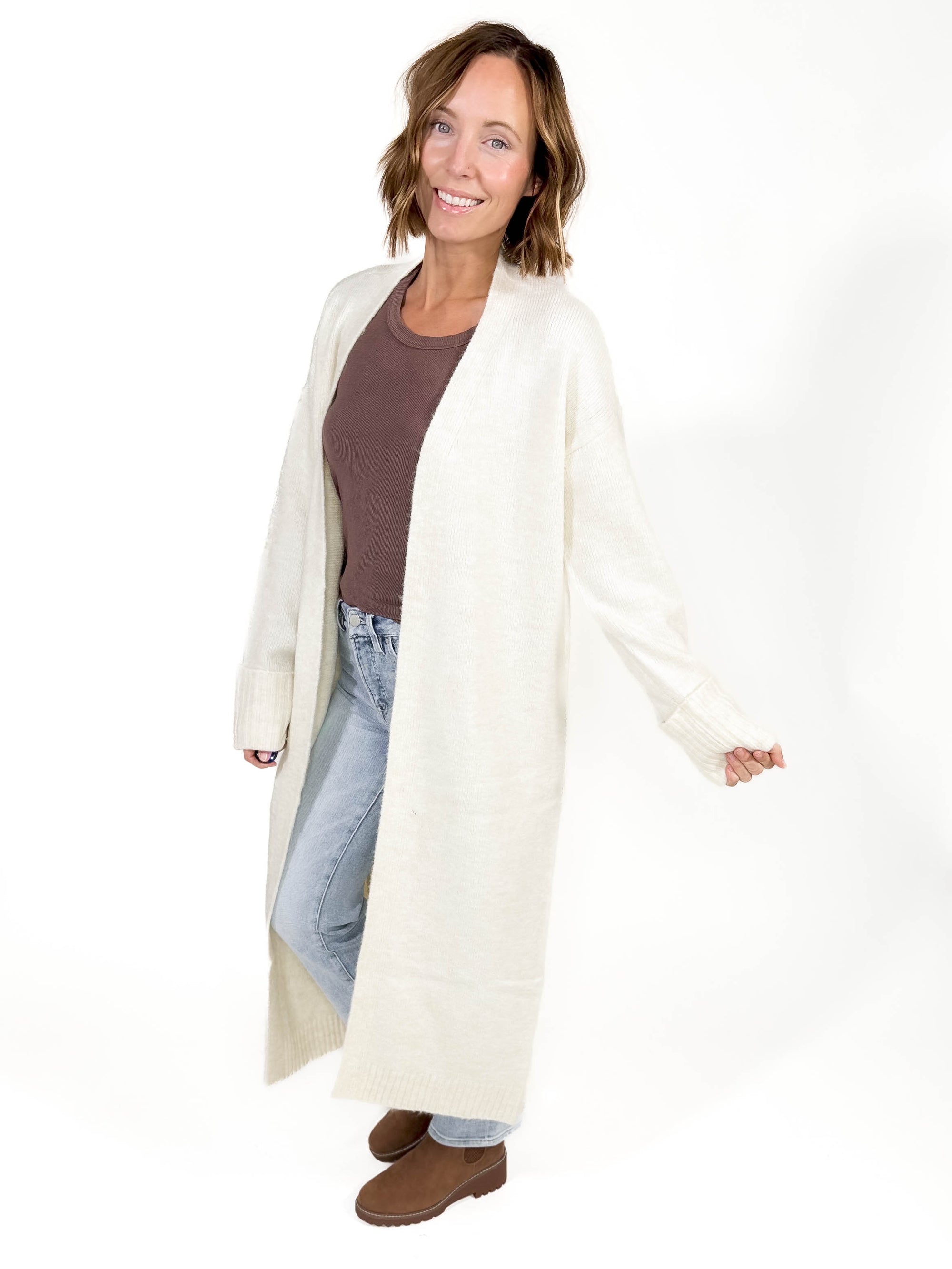 VERO MODA Phillis Long Cardigan- BIRCH MELANGE -FINAL SALE