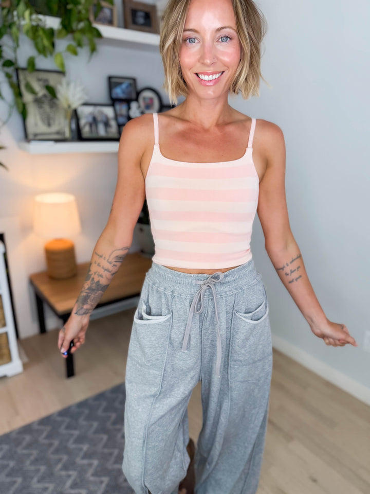 Kit Seamless Stripe Crop Cami- LIGHT PINK