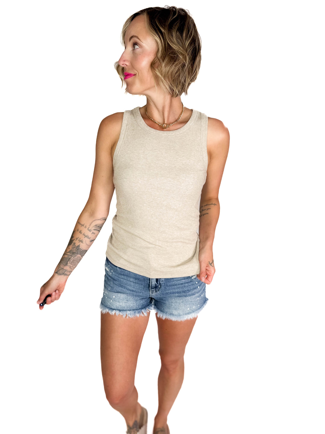 THREAD & SUPPLY Edlin Tank- TAUPE HTHR-FINAL SALE