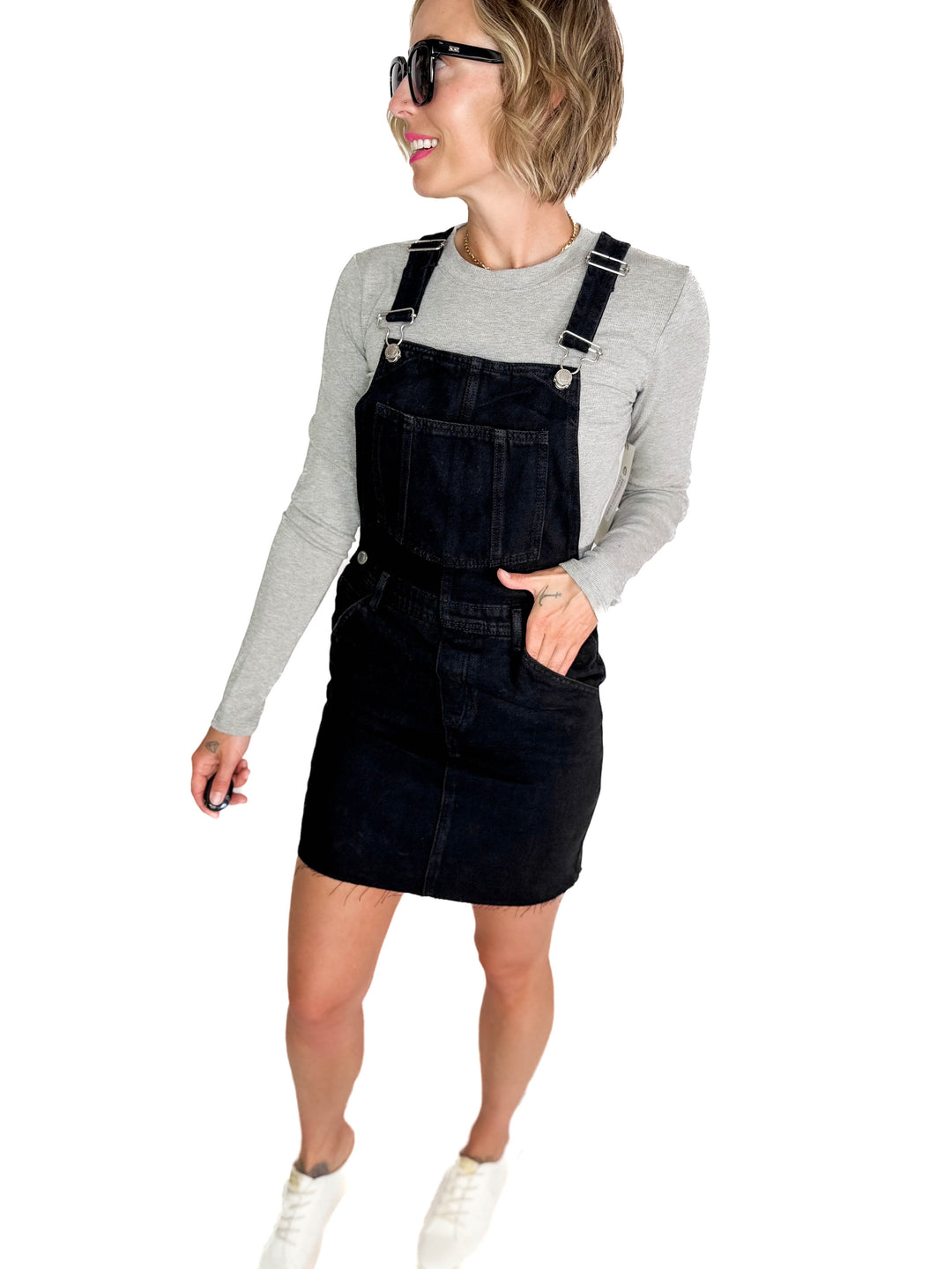 ONLY Spencer Overall Dress- WASHED BLACK-FINAL SALE