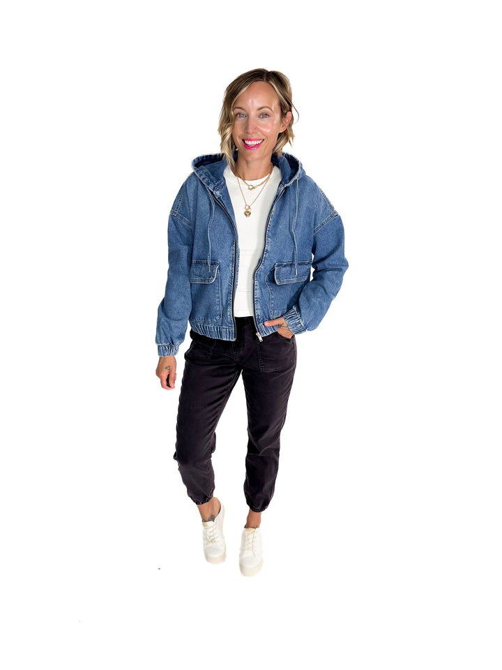 ONLY Kenzie Denim Hoodie Jacket- MEDIUM WASH
