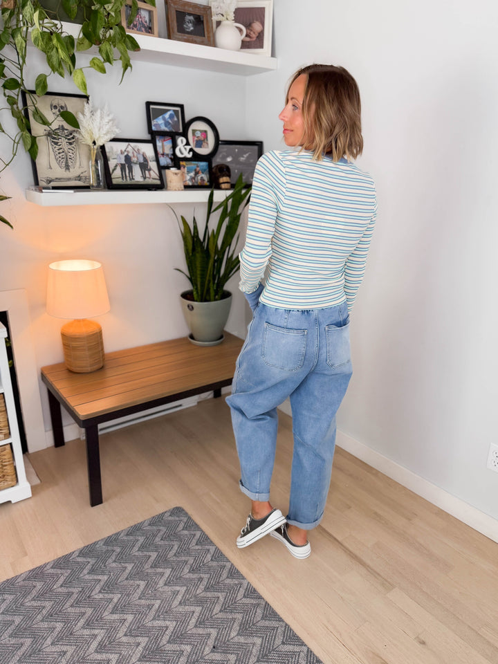 Renata Thermal Long Sleeve- BLUE STRIPE