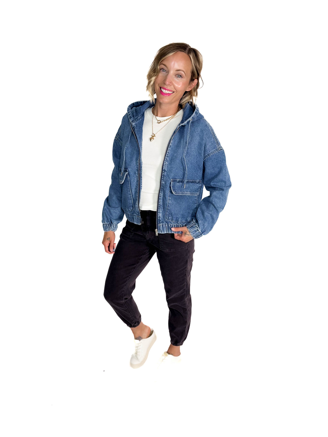 ONLY Kenzie Denim Hoodie Jacket- MEDIUM WASH