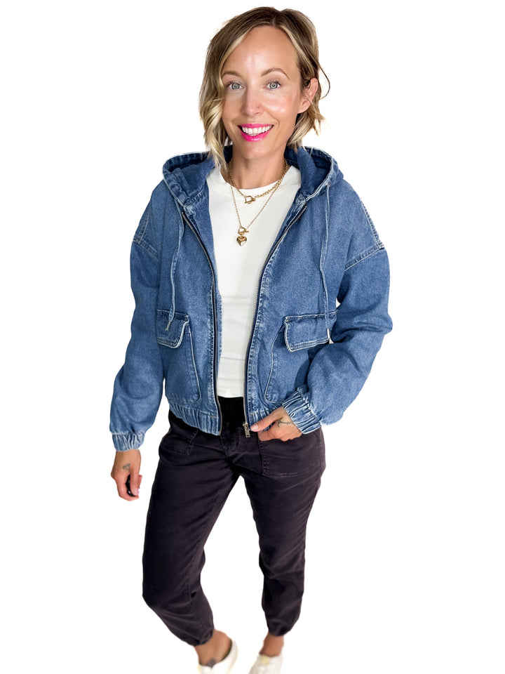 ONLY Kenzie Denim Hoodie Jacket- MEDIUM WASH