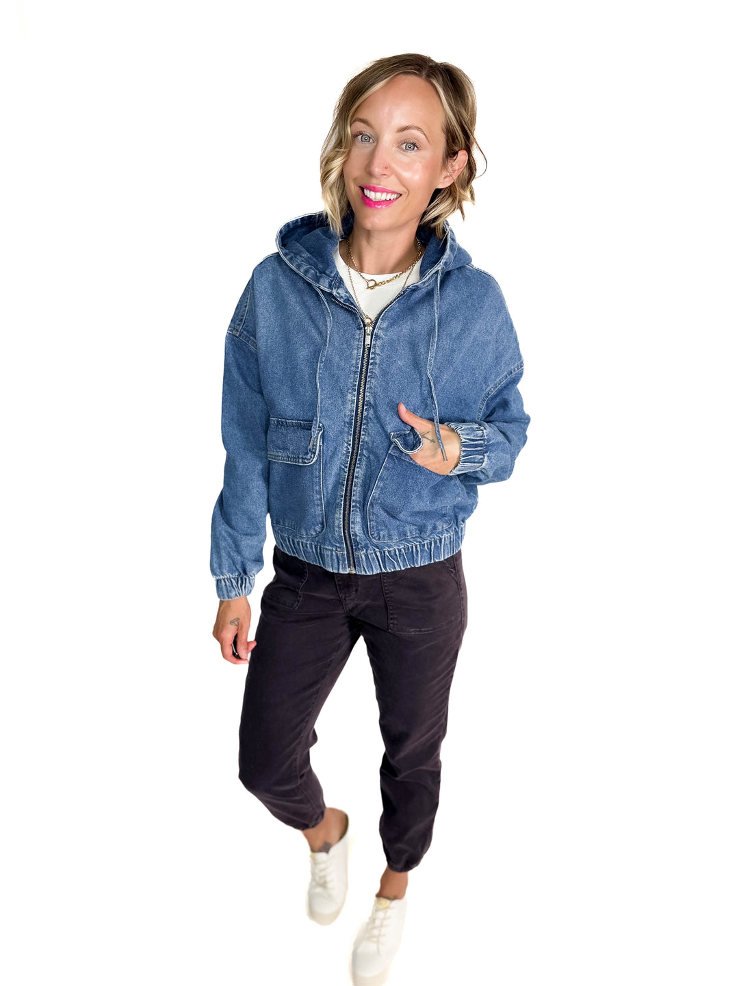 ONLY Kenzie Denim Hoodie Jacket- MEDIUM WASH