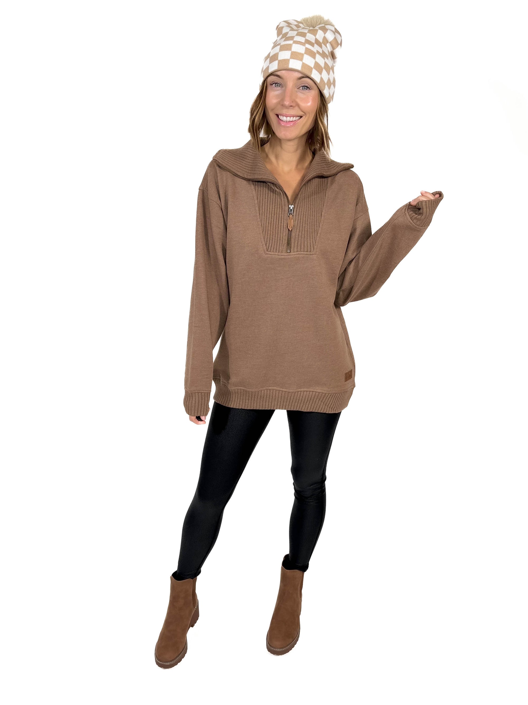 Thelma Mock Neck Fleece- ACORN