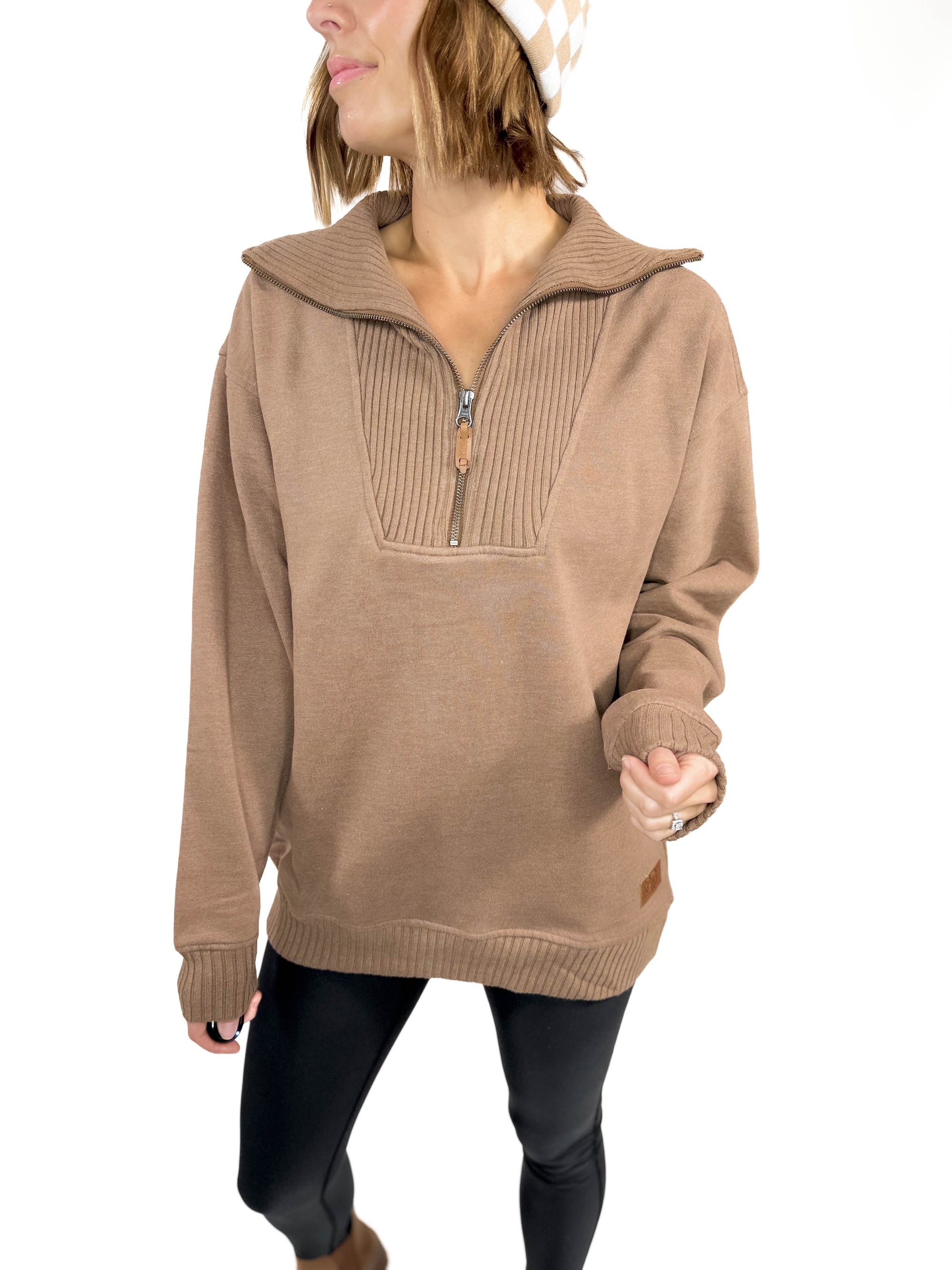 Thelma Mock Neck Fleece- ACORN