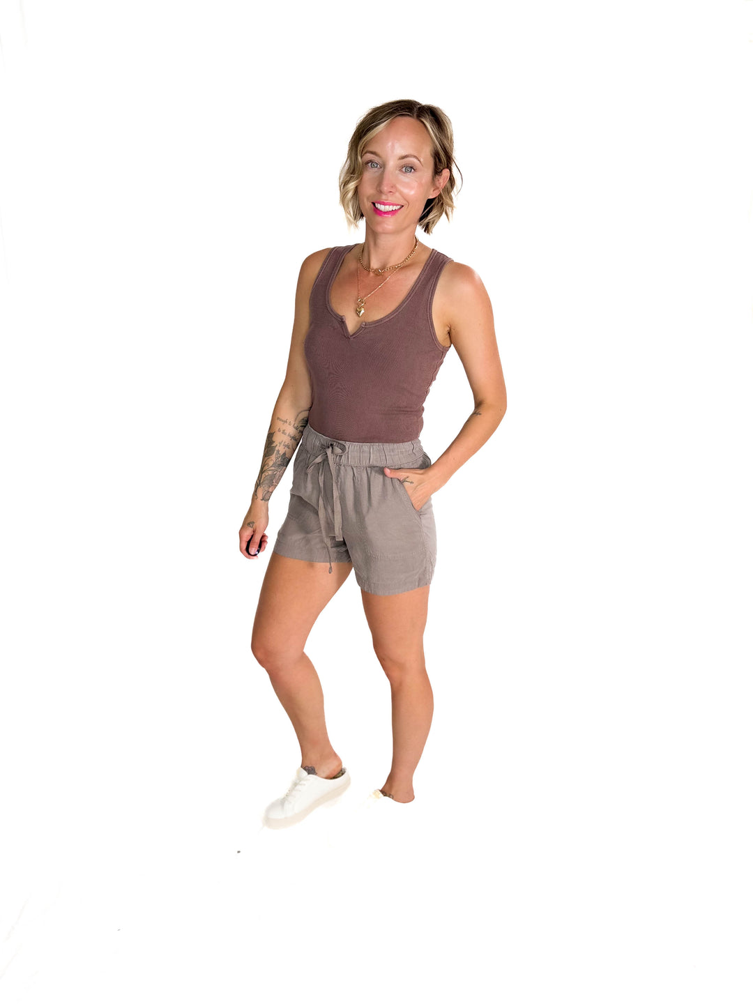 Jennifer Classic Ribbed Basic Tank Top- CHOCO-FINAL SALE
