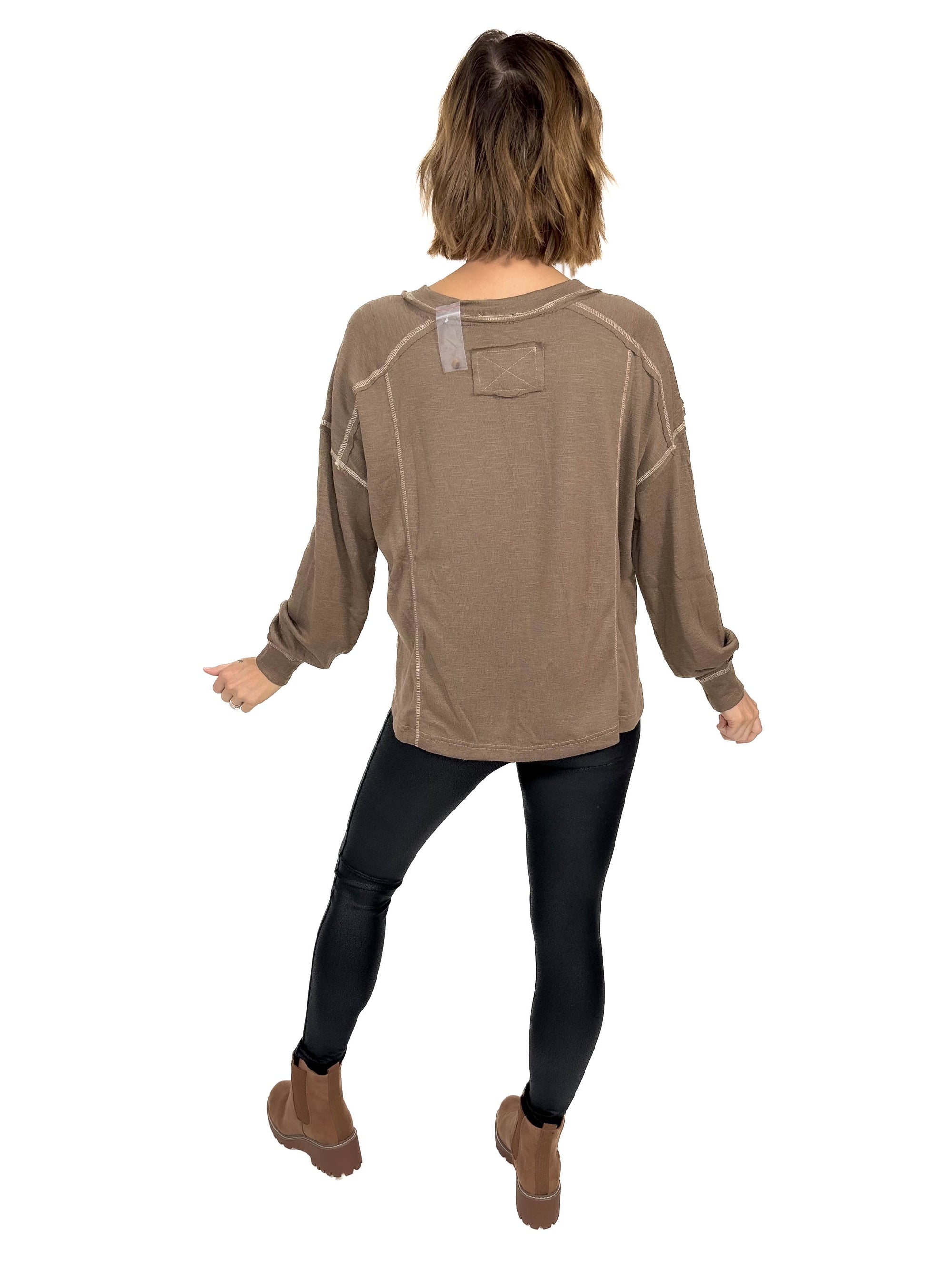 Niagra Henley Top- BROWN-FINAL SALE*S*