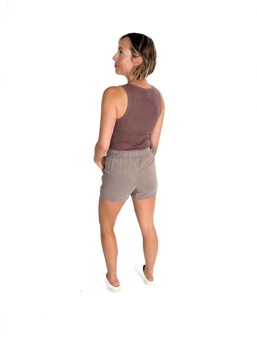 Jennifer Classic Ribbed Basic Tank Top- CHOCO-FINAL SALE
