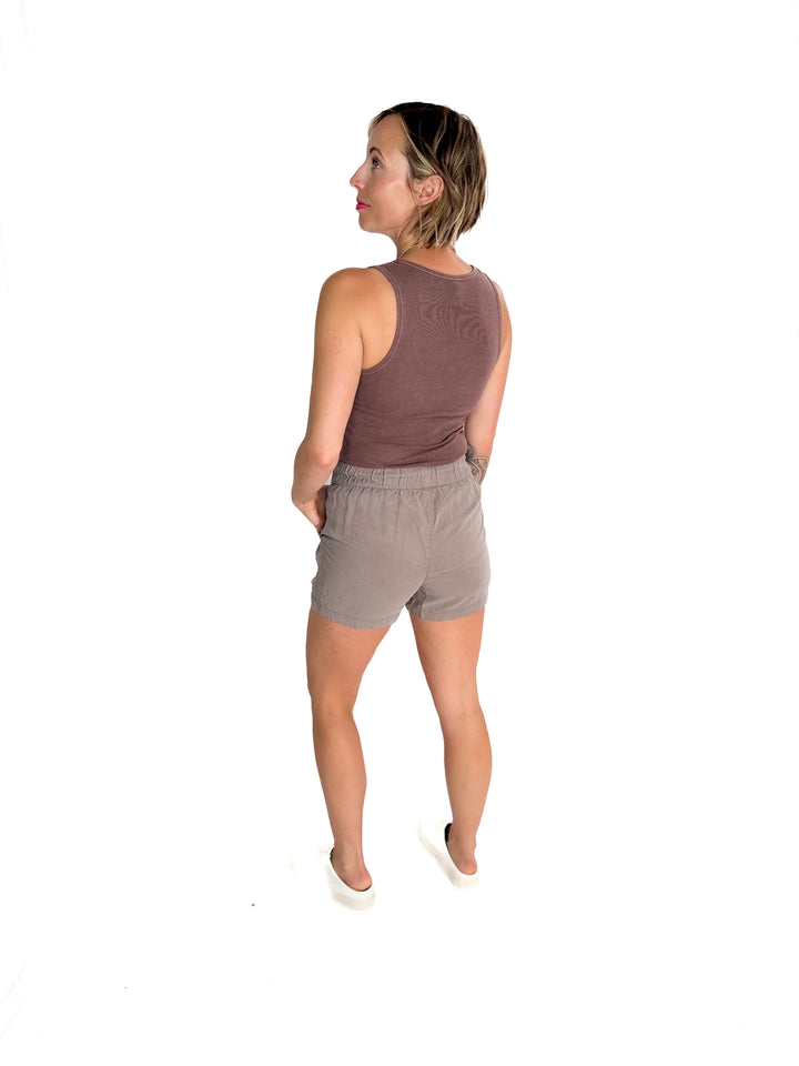 Jennifer Classic Ribbed Basic Tank Top- CHOCO-FINAL SALE