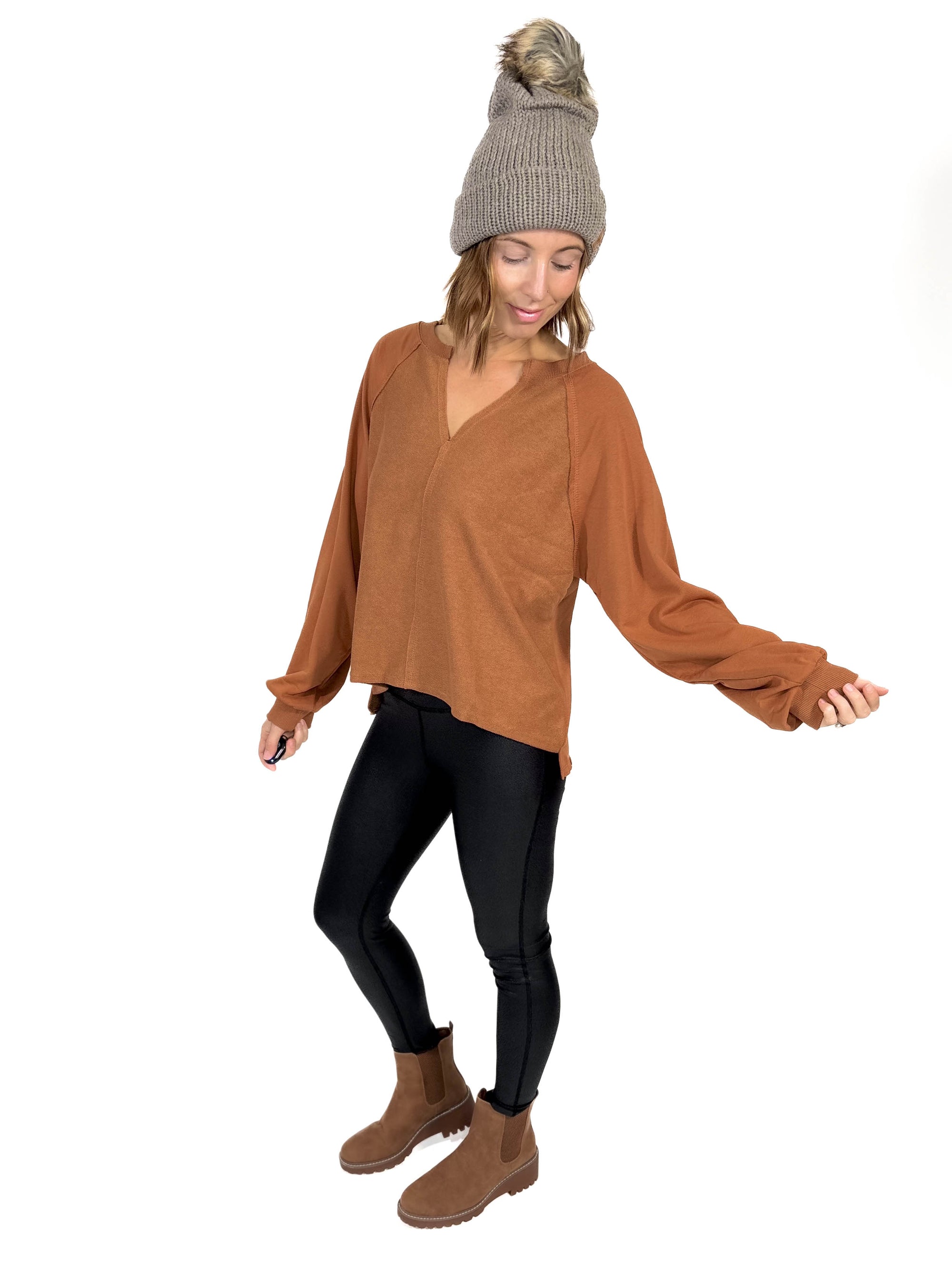 Yukon Exposed Seam Long Sleeve- RUST