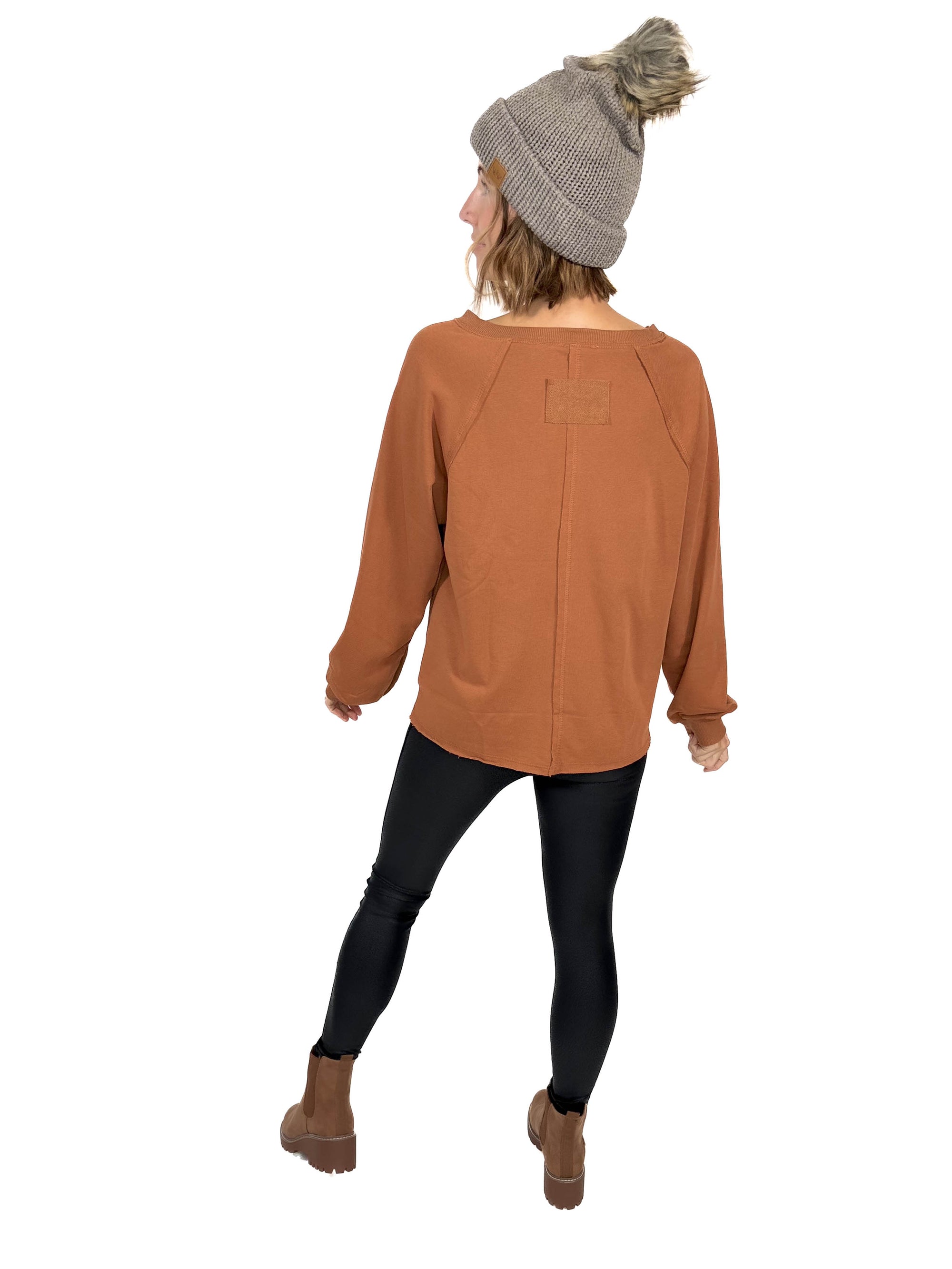 Yukon Exposed Seam Long Sleeve- RUST