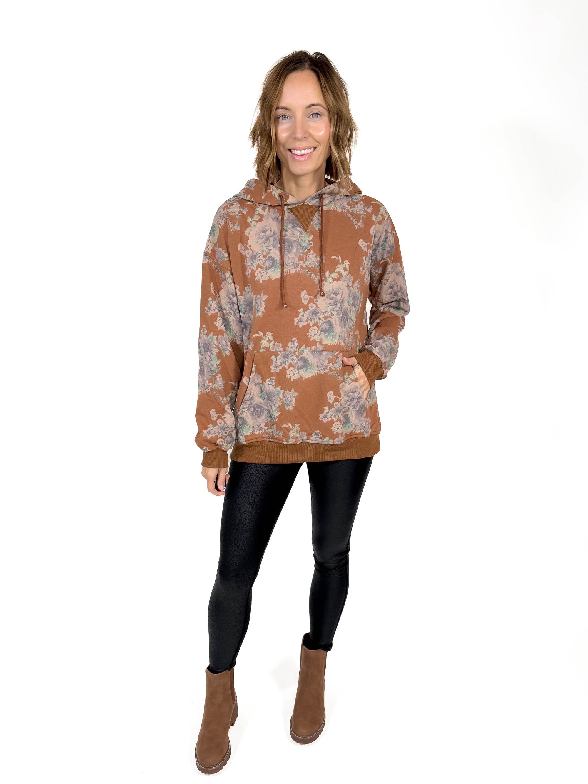 Izabel Floral Hoodie- COPPER-FINAL SALE*XL*