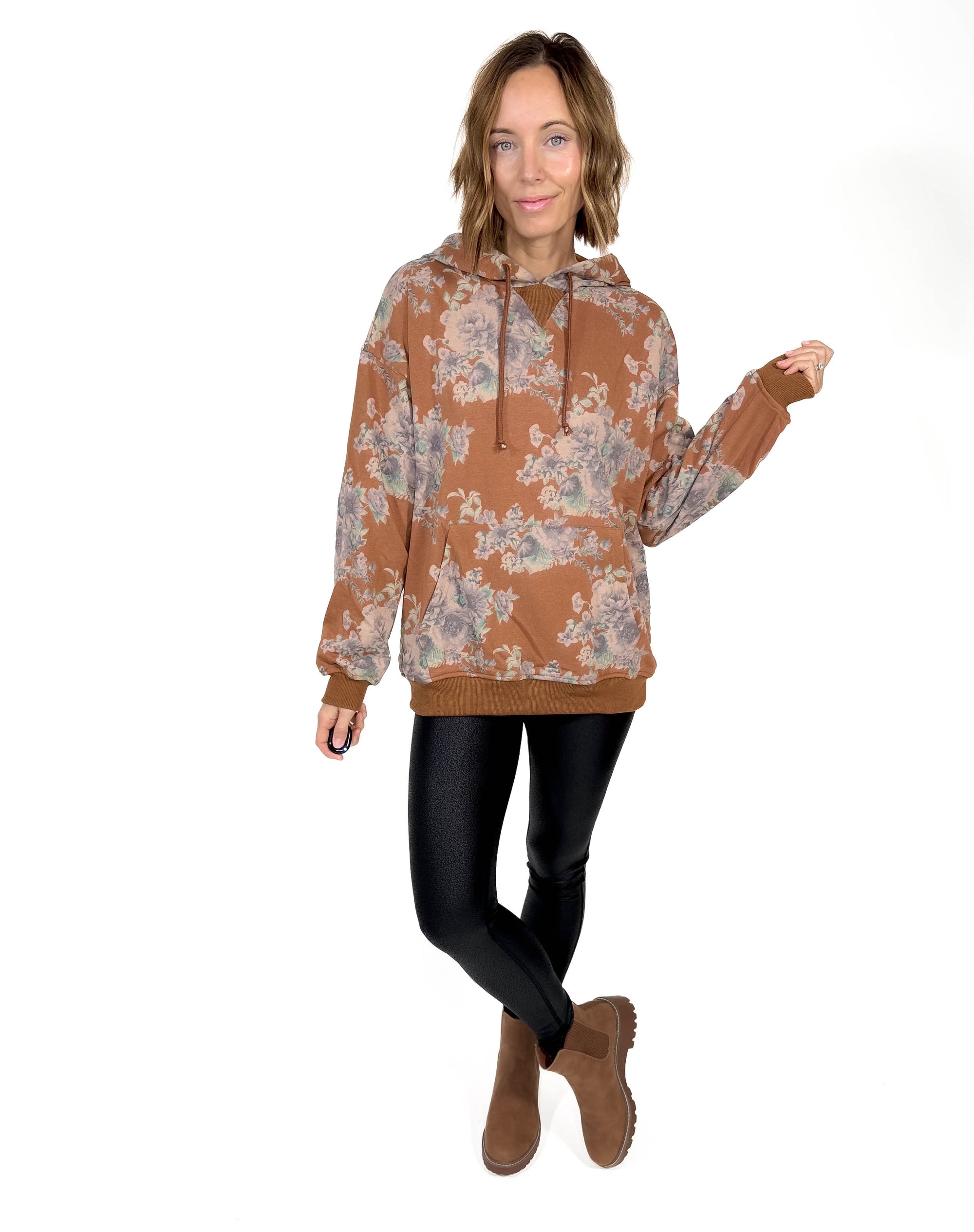 Izabel Floral Hoodie- COPPER-FINAL SALE*XL*