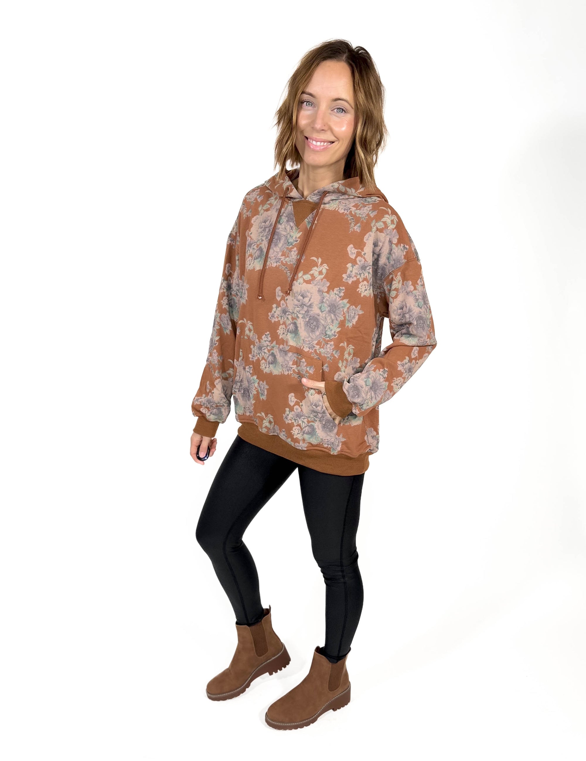 Izabel Floral Hoodie- COPPER-FINAL SALE*XL*