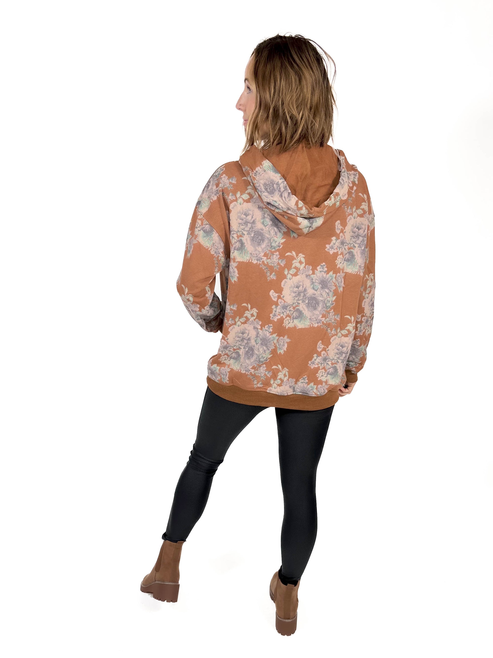 Izabel Floral Hoodie- COPPER-FINAL SALE*XL*