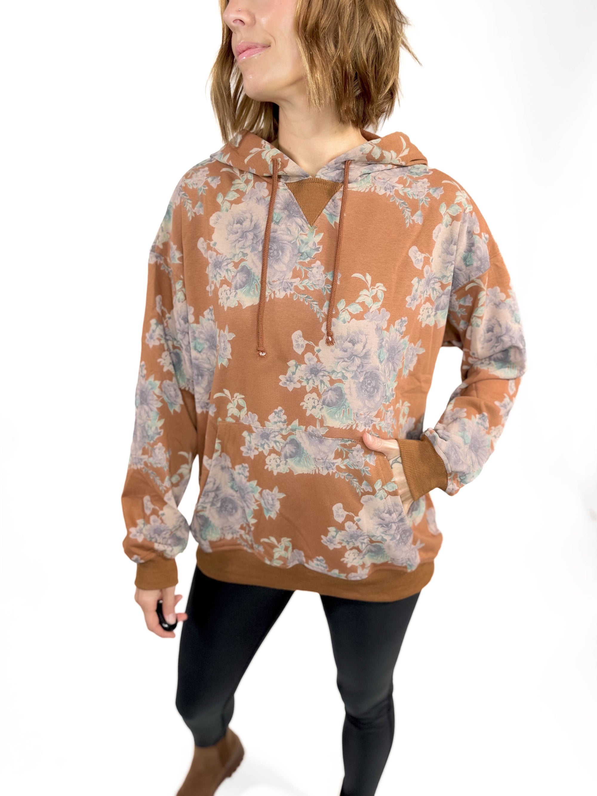 Izabel Floral Hoodie- COPPER-FINAL SALE*XL*