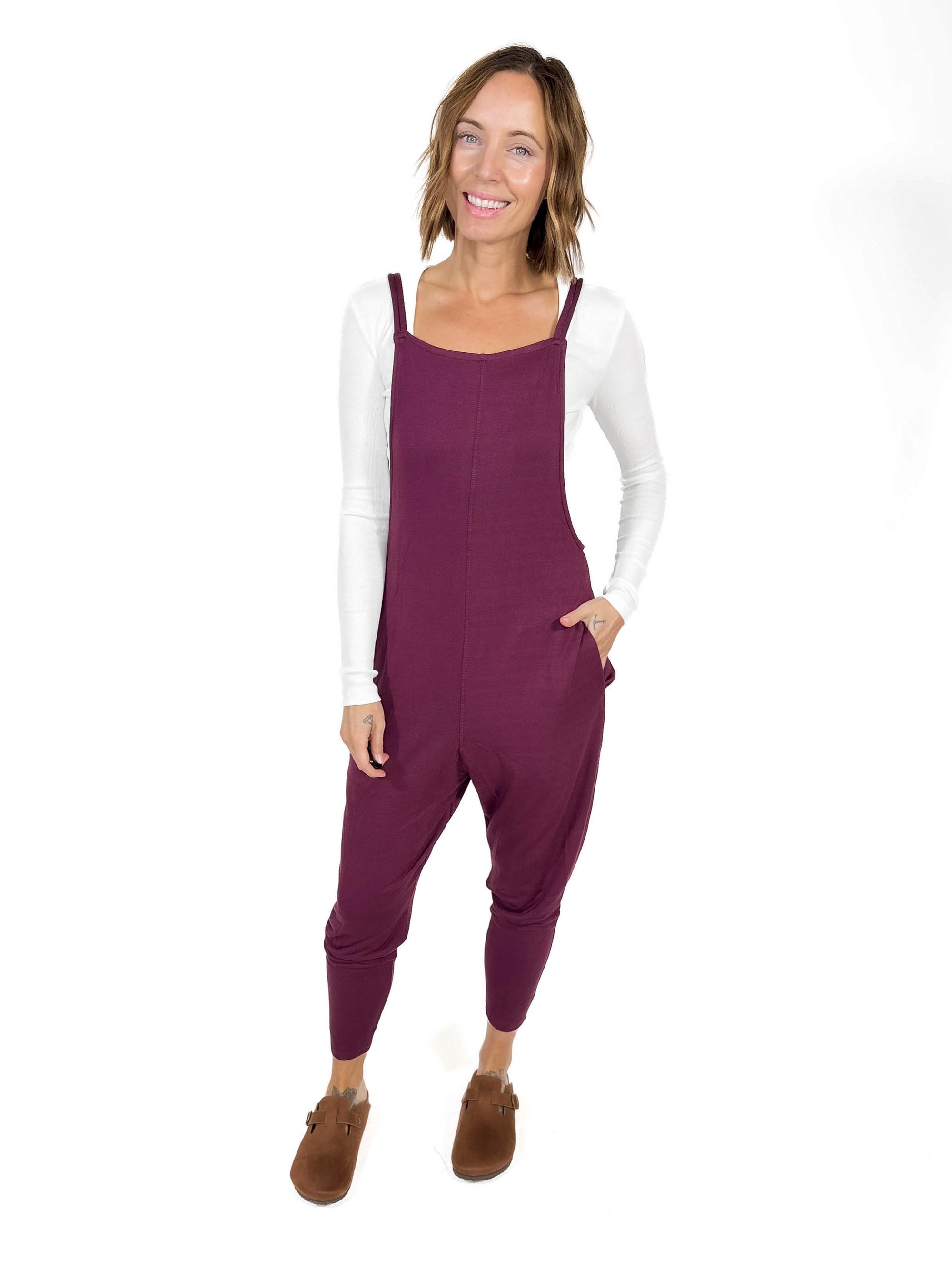 MONO B Kelso Jumpsuit- PLUM -FINAL SALE