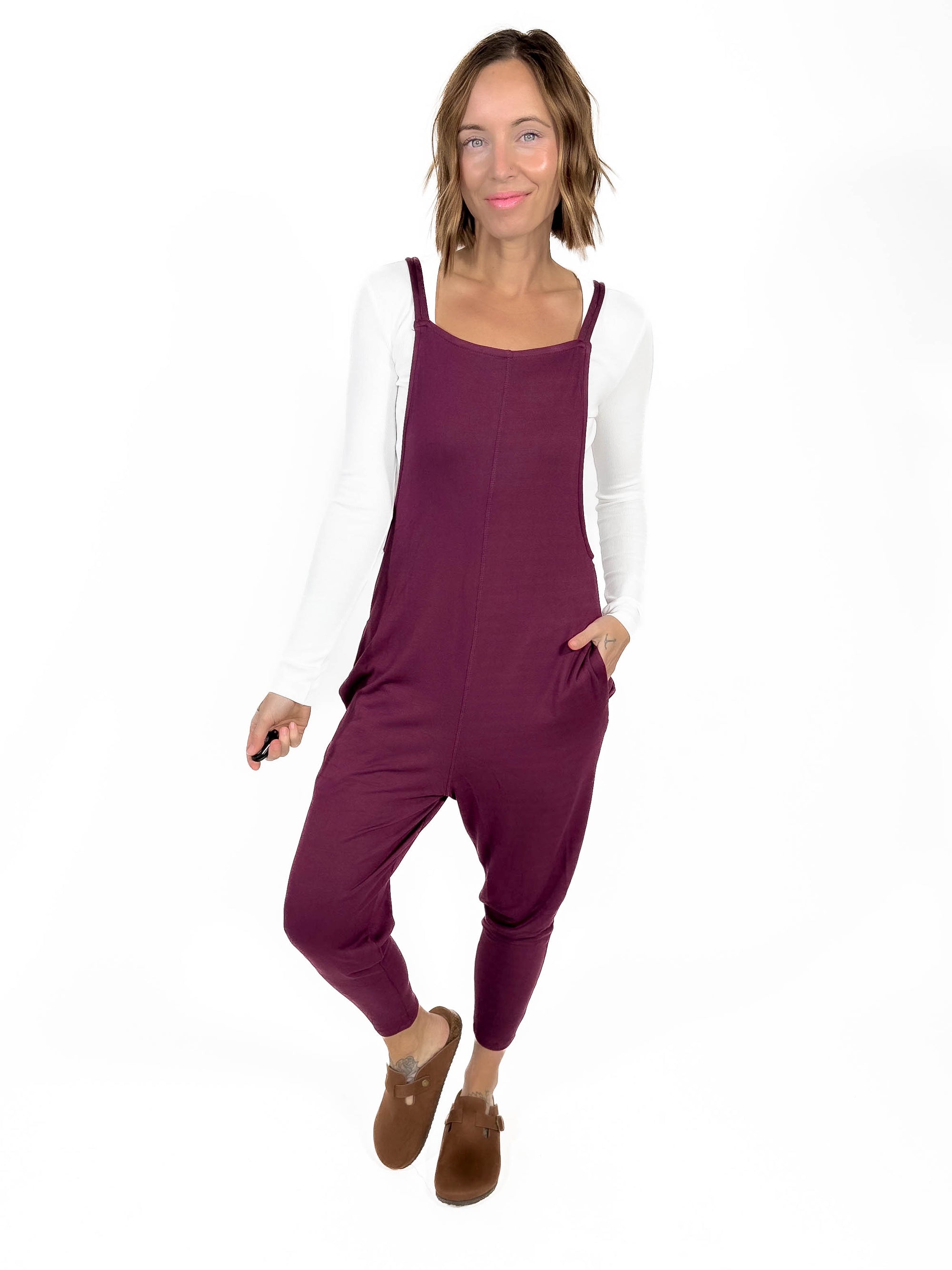 MONO B Kelso Jumpsuit- PLUM -FINAL SALE