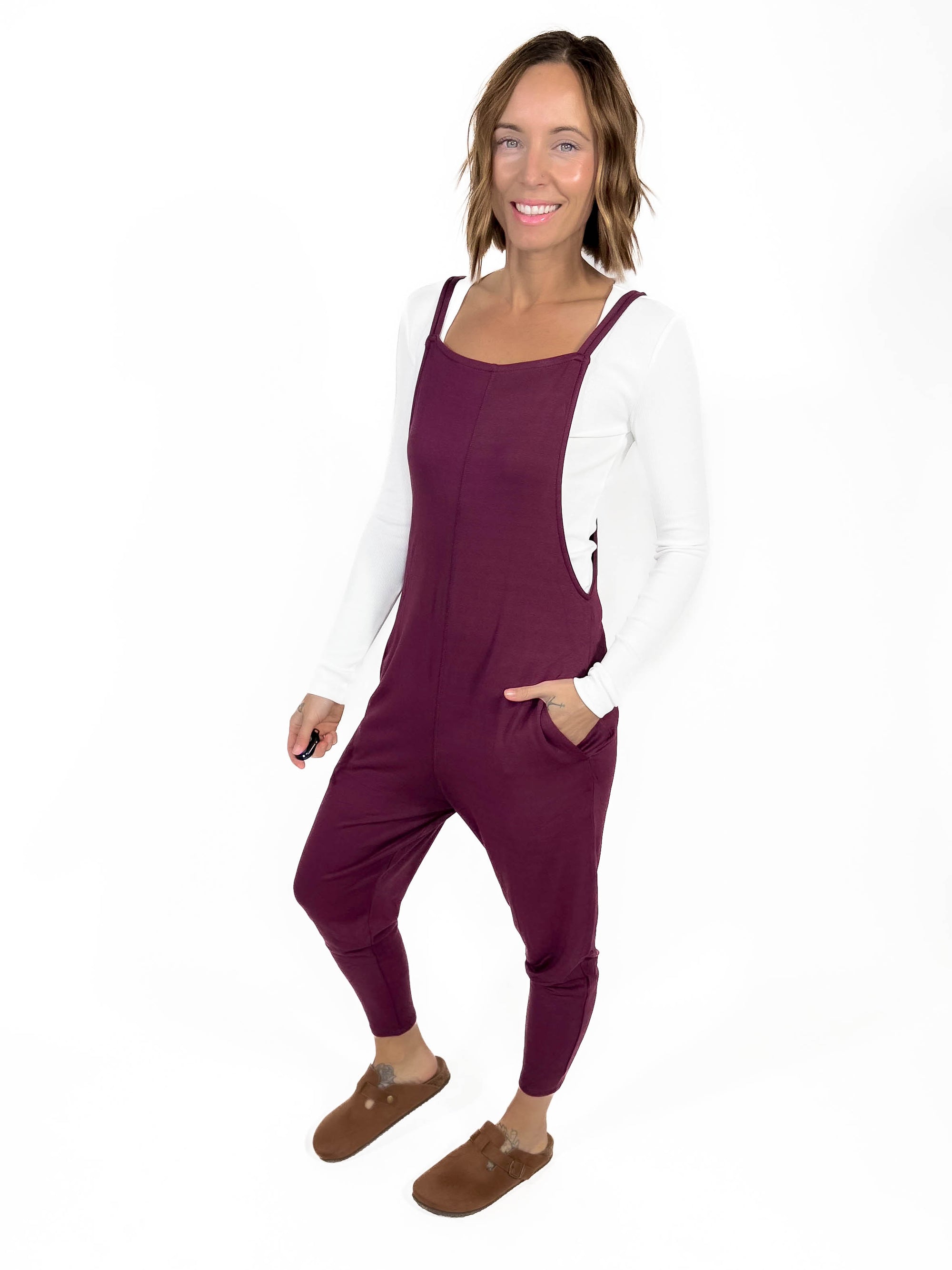 MONO B Kelso Jumpsuit- PLUM -FINAL SALE