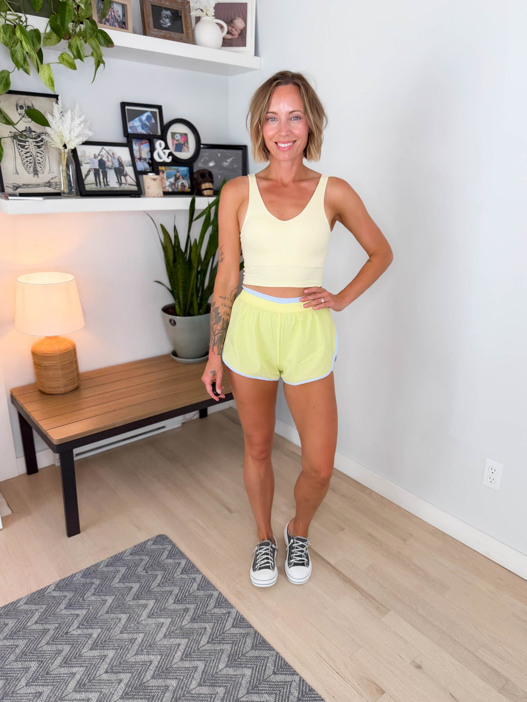 Andrea Double Layer Nylon Shorts- LEMON