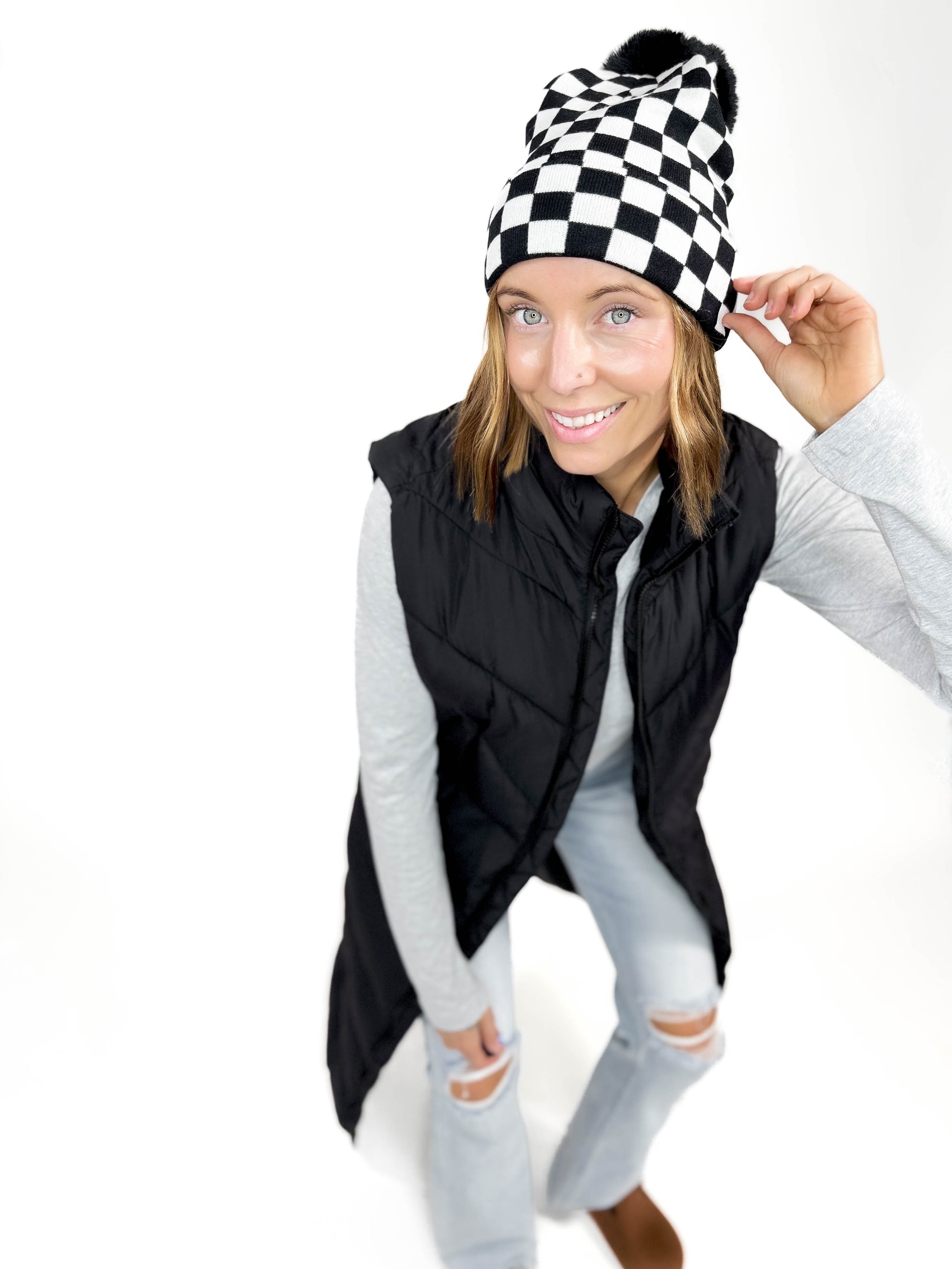 Check This Out Pom Toque- BLACK-FINAL SALE