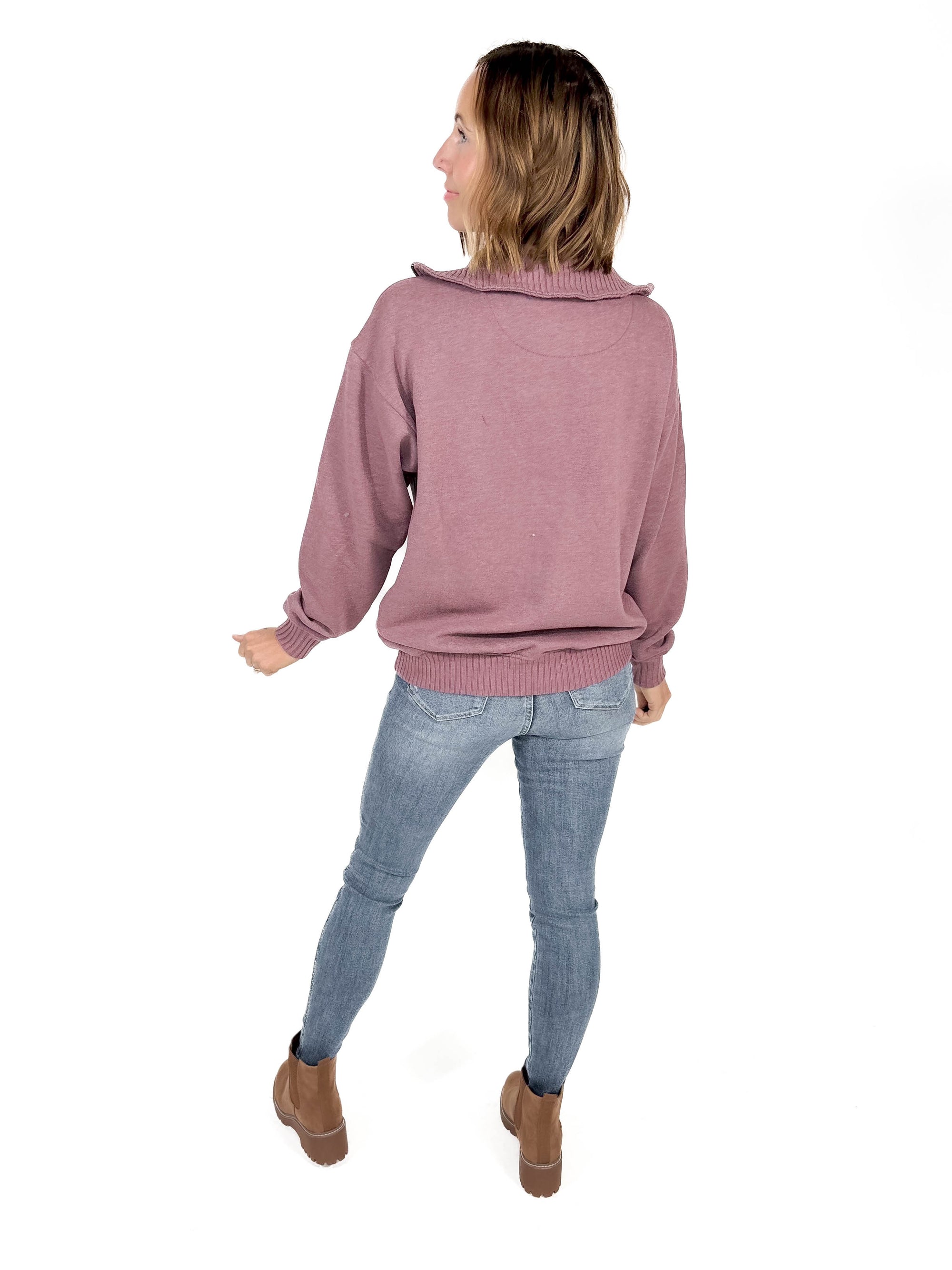 Thelma Mock Neck Fleece- MAUVE