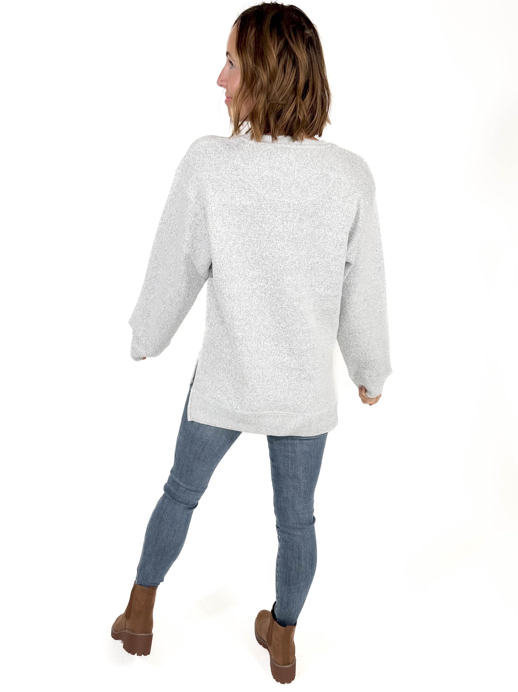 Abrianna Fleece Lined Crewneck- OATMEAL -FINAL SALE