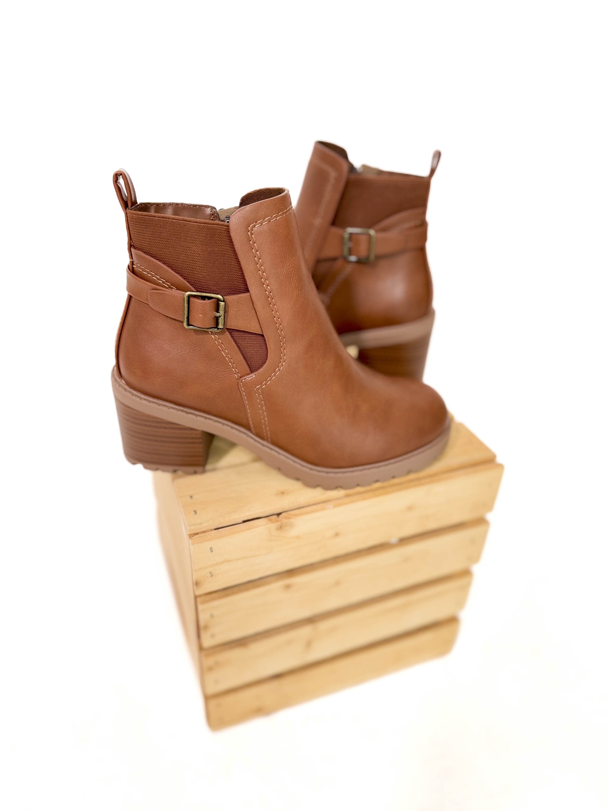 Julesly Heeled Boot- COGNAC- FINAL SALE