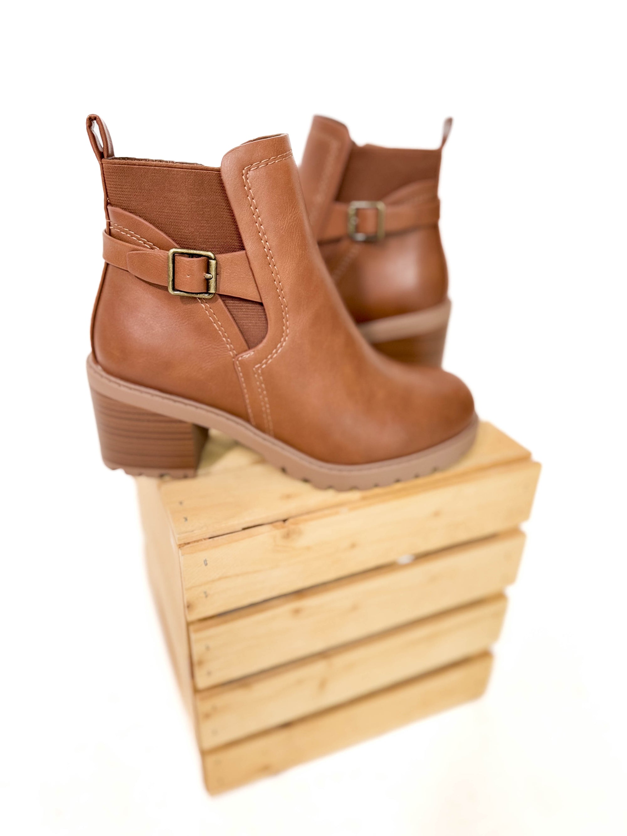 Julesly Heeled Boot- COGNAC- FINAL SALE