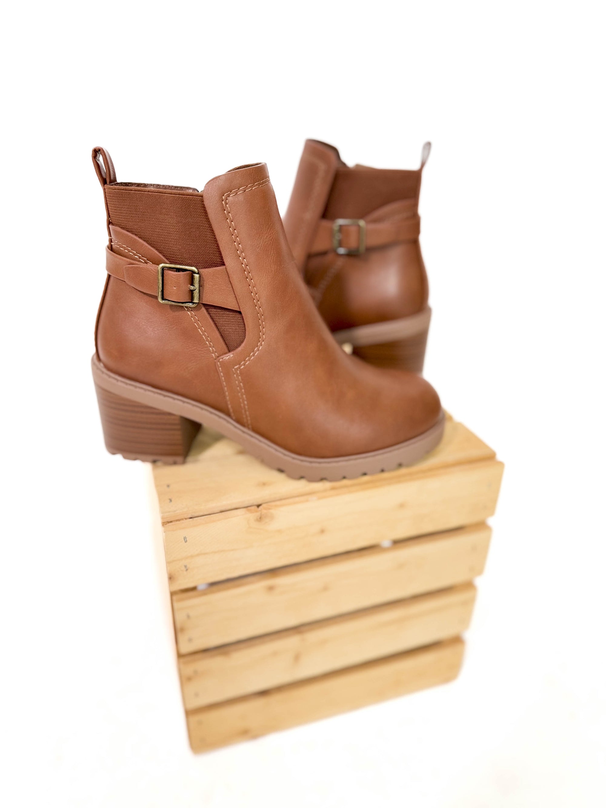 Julesly Heeled Boot- COGNAC- FINAL SALE