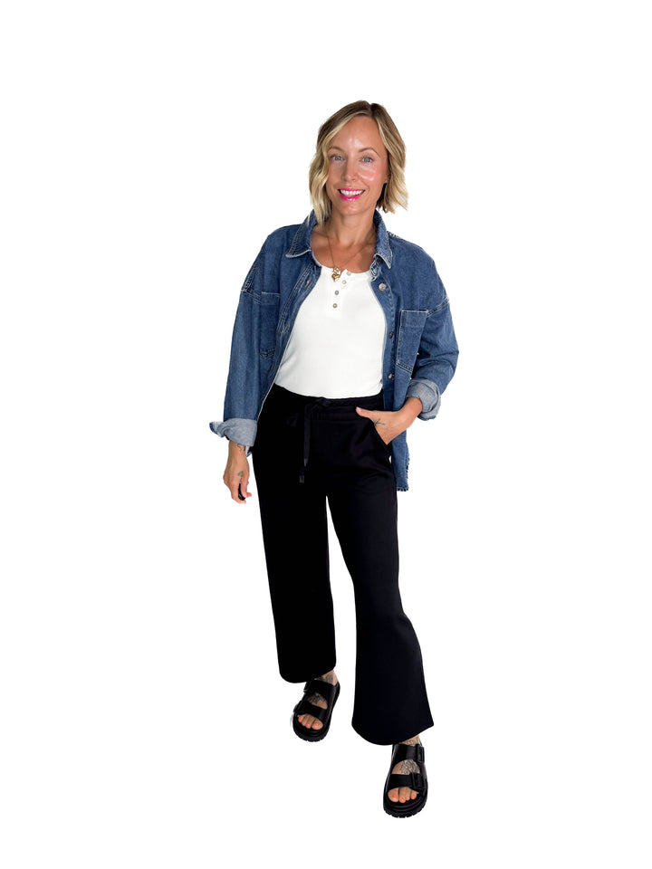 Elara Button Down Denim Jacket- DARK WASH-FINAL SALE