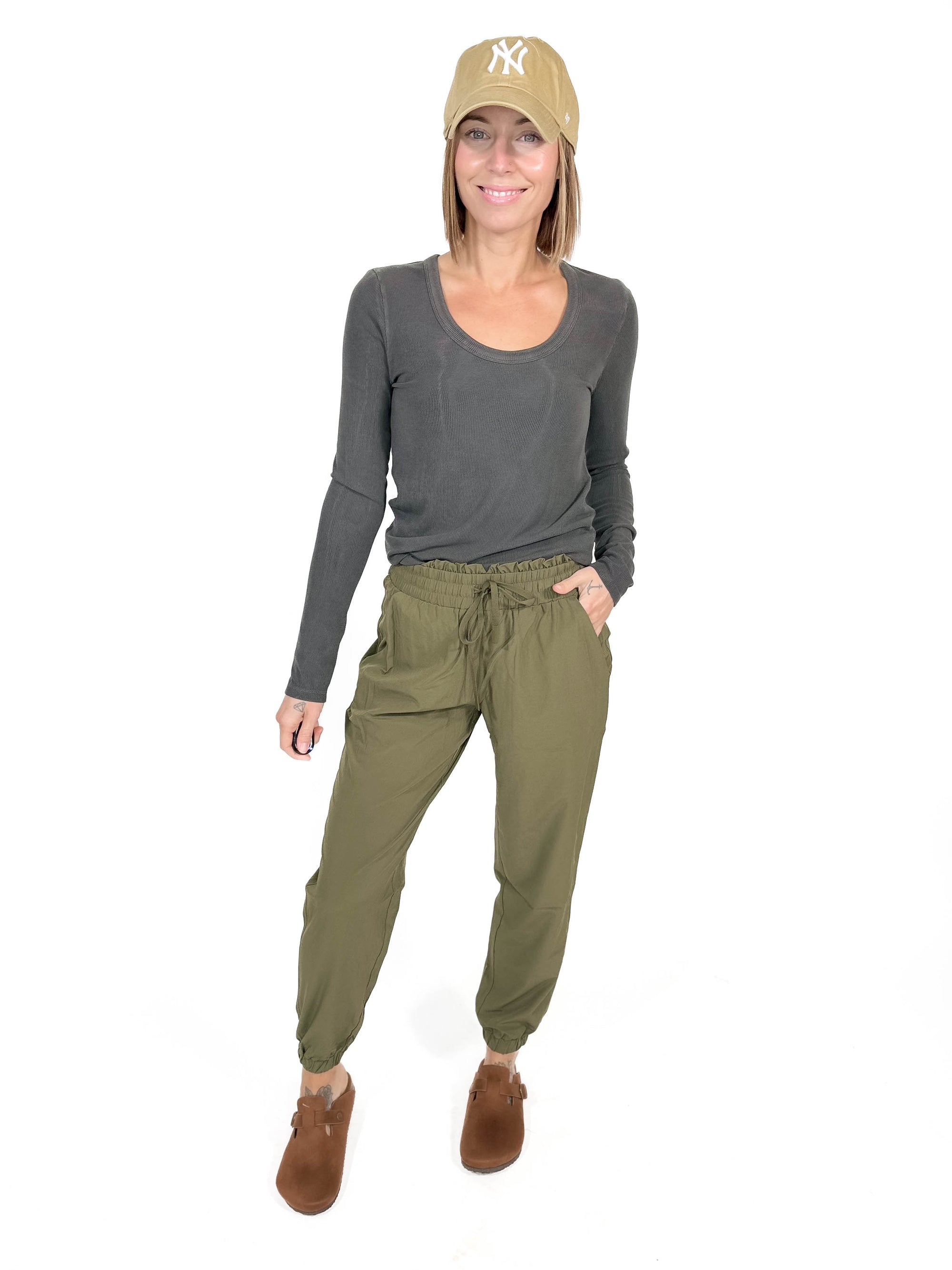 MONO B Blake High Waist Jogger- IVY GREEN -FINAL SALE *S*