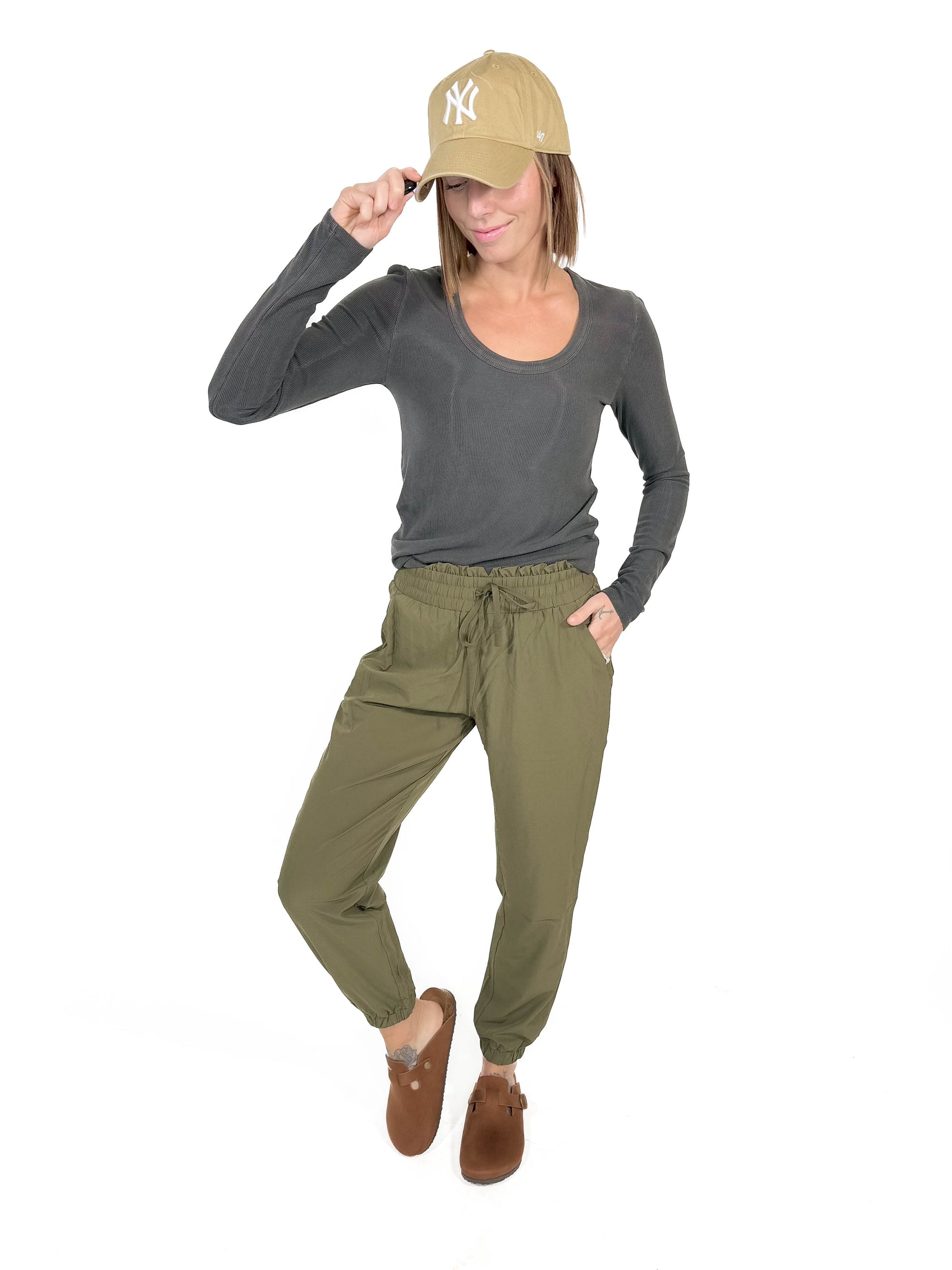 MONO B Blake High Waist Jogger- IVY GREEN -FINAL SALE *S*