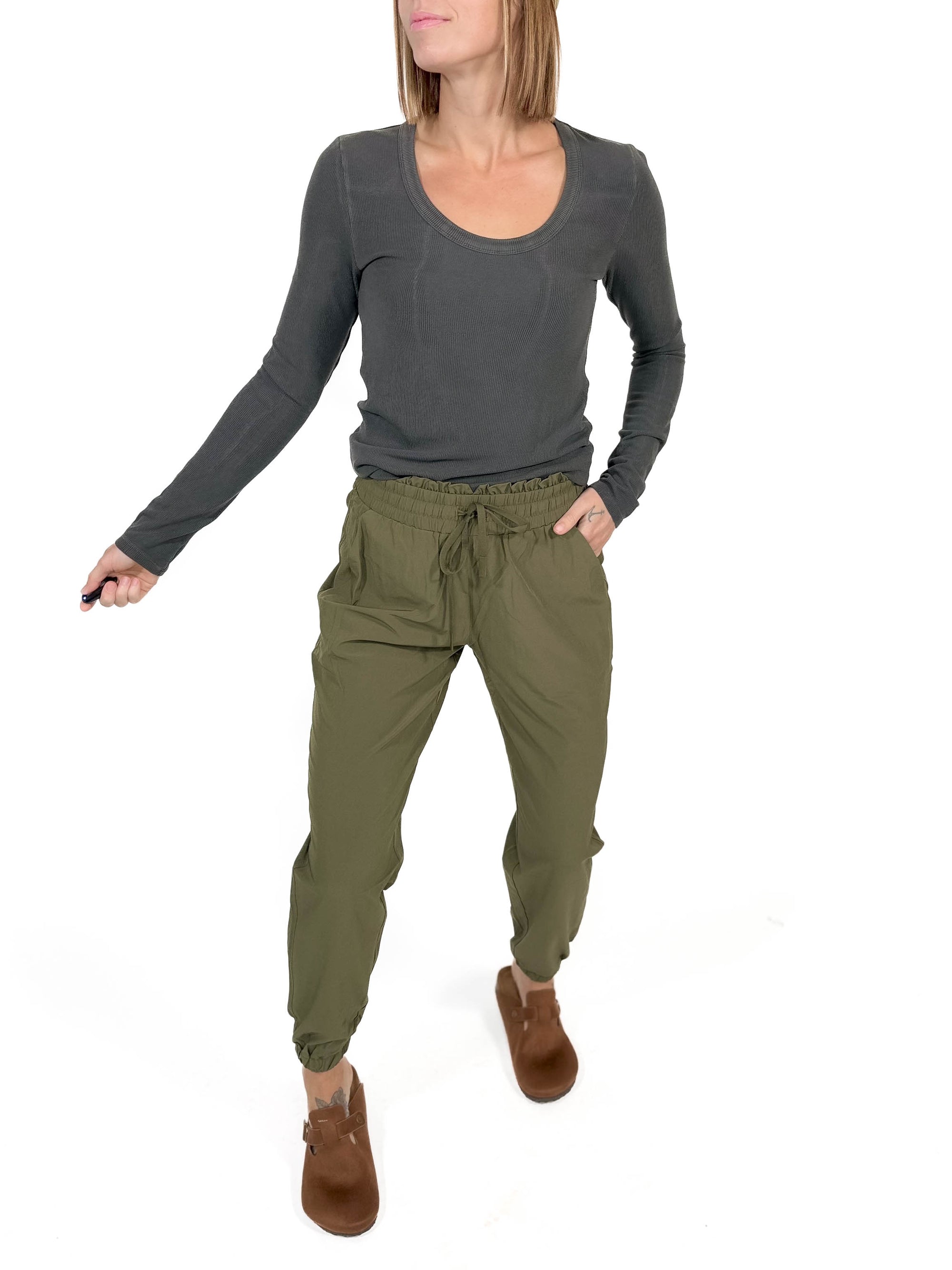 MONO B Blake High Waist Jogger- IVY GREEN -FINAL SALE *S*