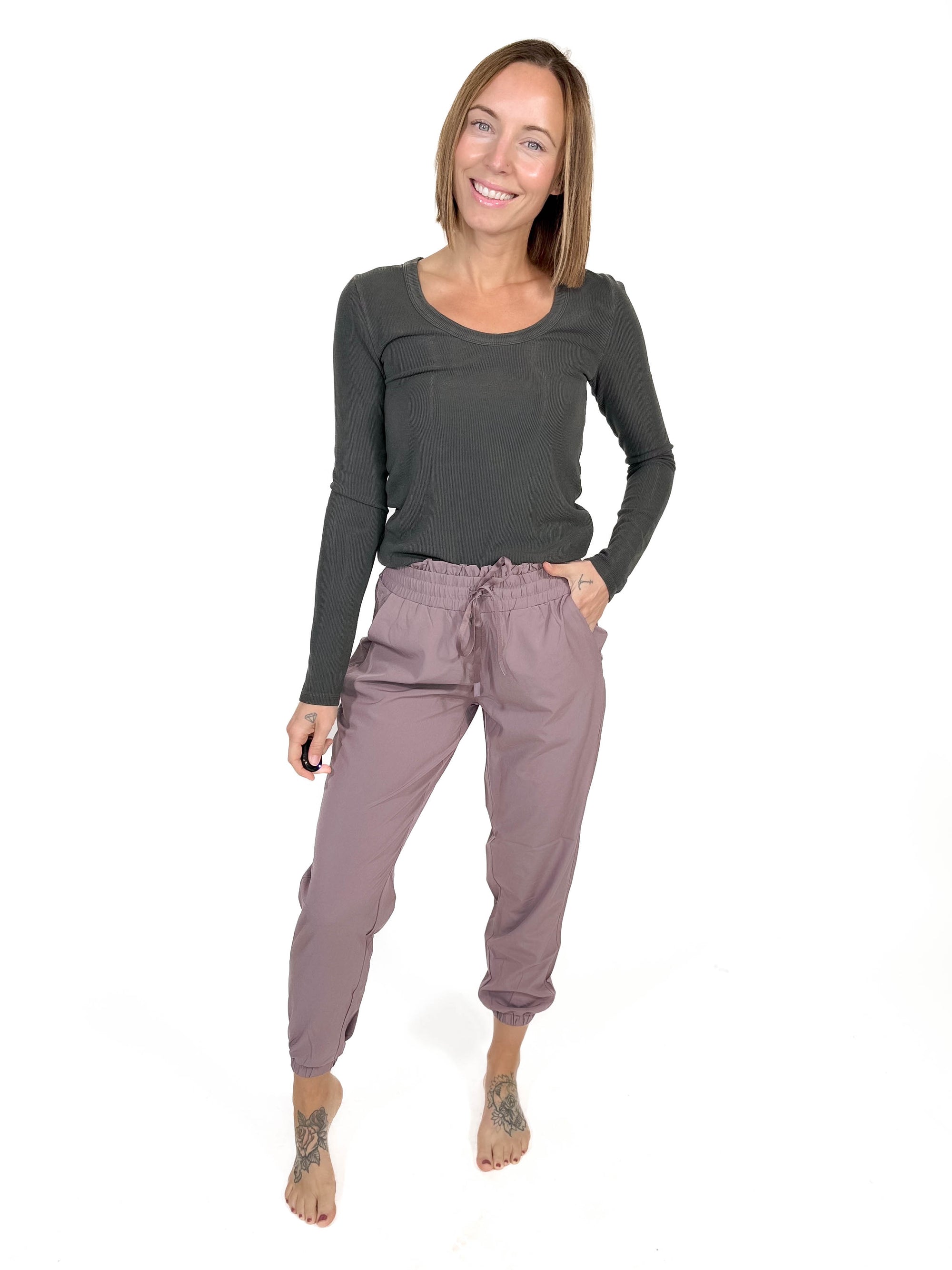 MONO B Blake High Waist Jogger- MAUVE-FINAL SALE *S*