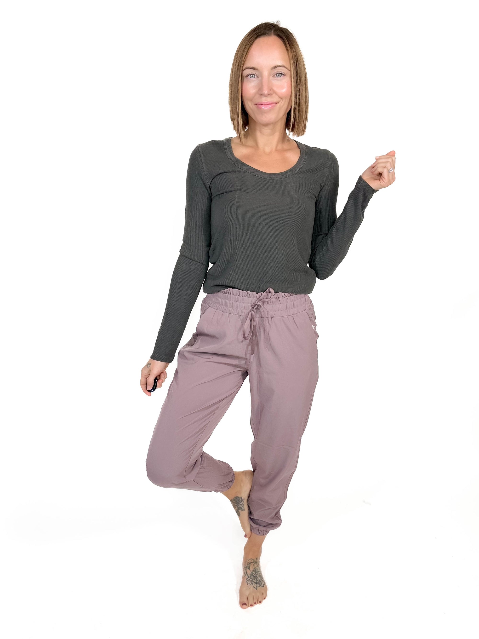 MONO B Blake High Waist Jogger- MAUVE-FINAL SALE *S*