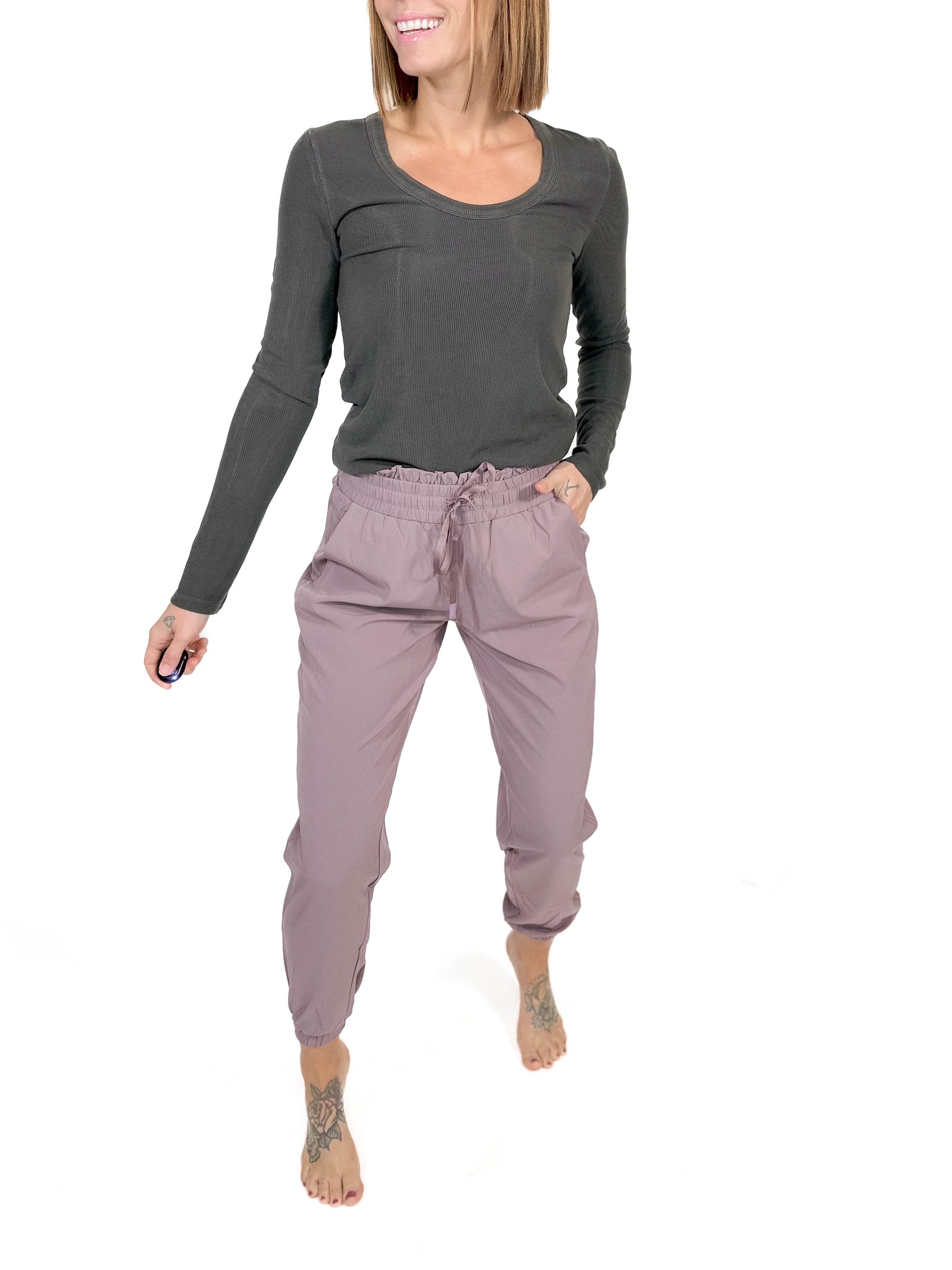 MONO B Blake High Waist Jogger- MAUVE-FINAL SALE *S*