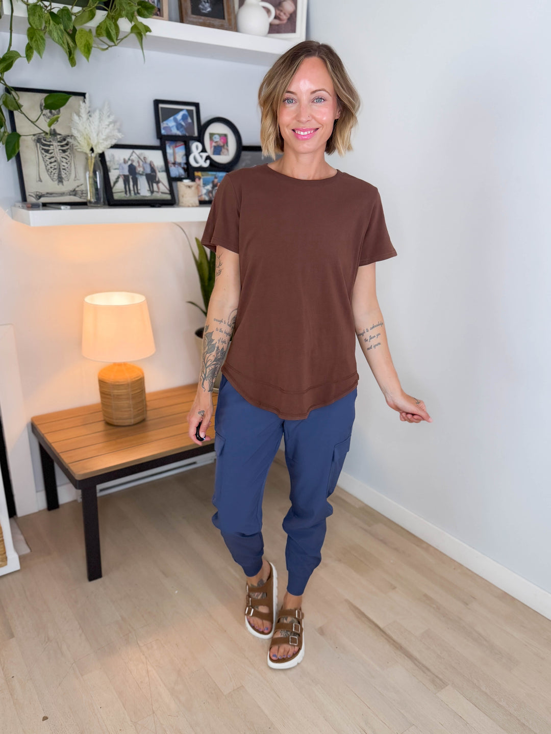 Mono B Maya Soft Curve Pima Cotton Tee- COCOA