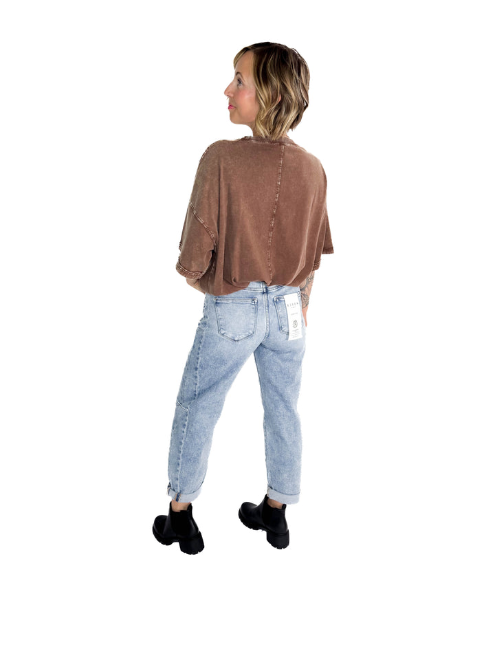 Brandi Mineral Wash Tunic Tee- BROWN