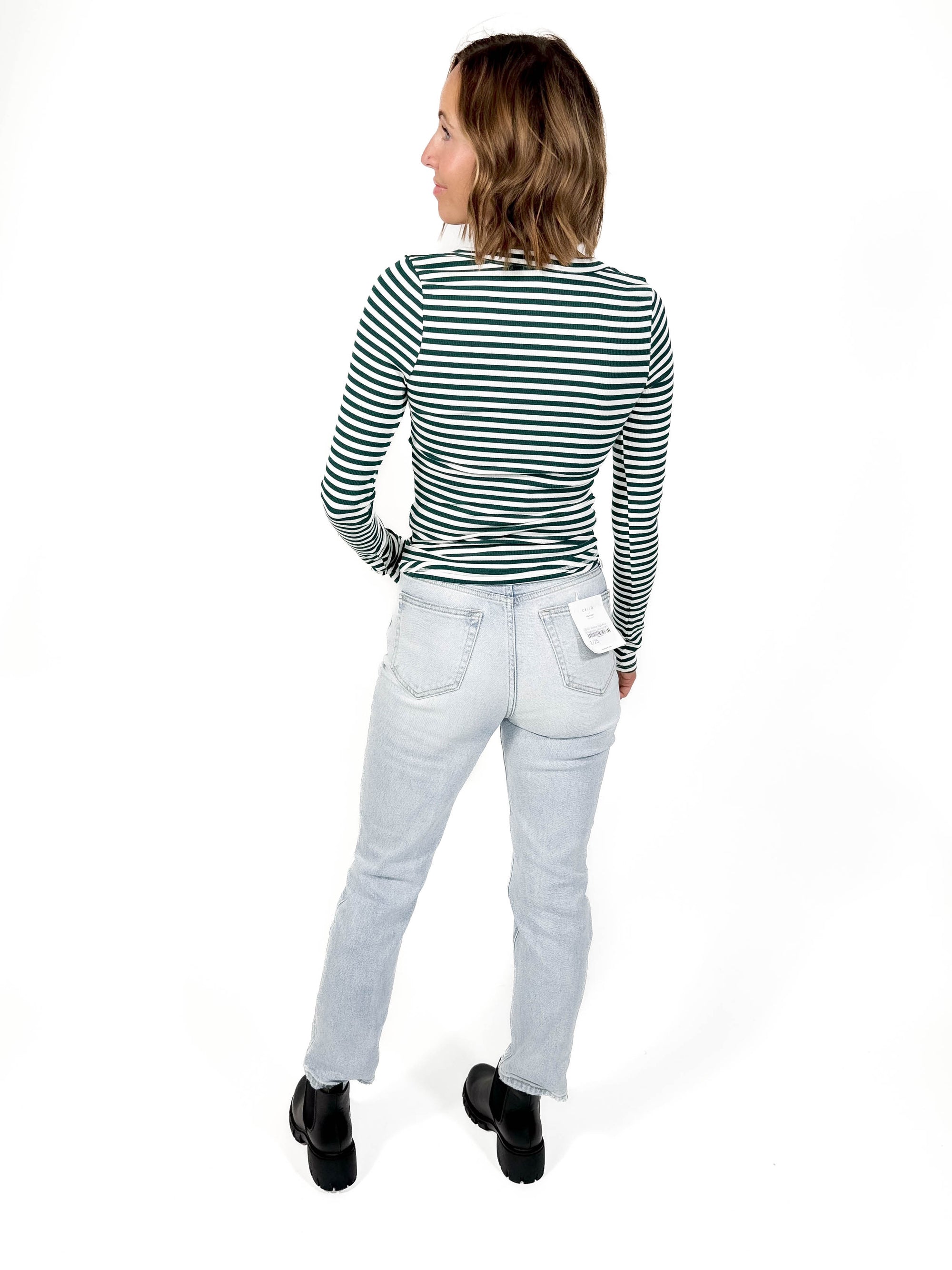 Lula Stripe Long Sleeve- GREEN -FINAL SALE