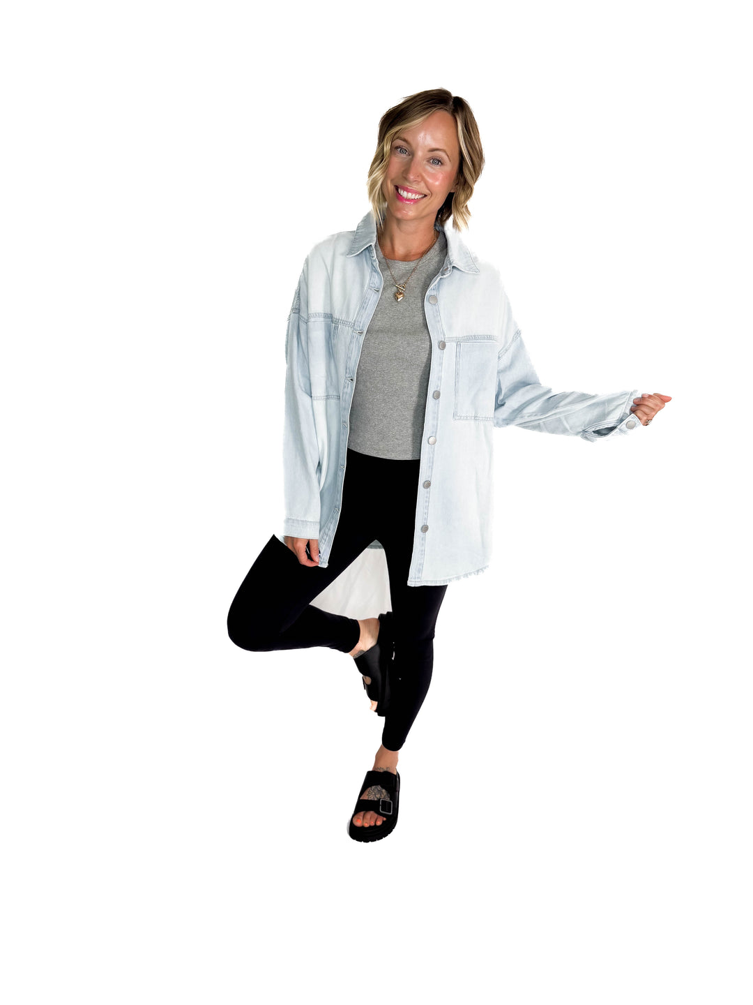 Brennan Oversized Shacket- LIGHT WASH-FINAL SALE