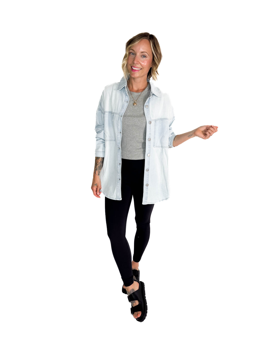 Brennan Oversized Shacket- LIGHT WASH-FINAL SALE