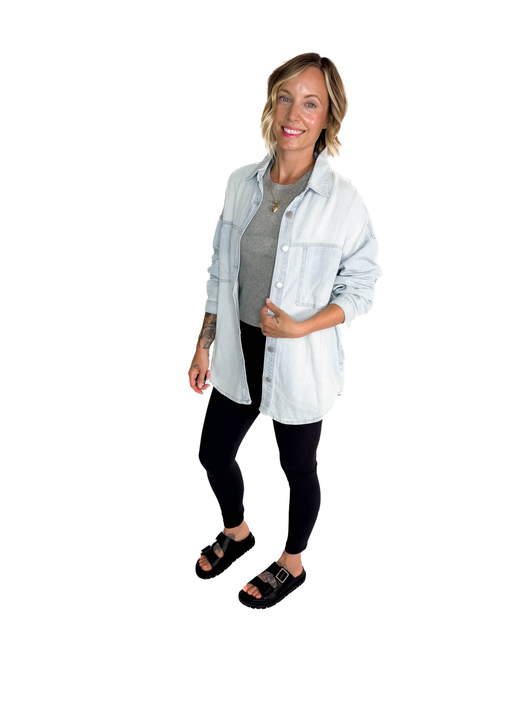 Brennan Oversized Shacket- LIGHT WASH-FINAL SALE