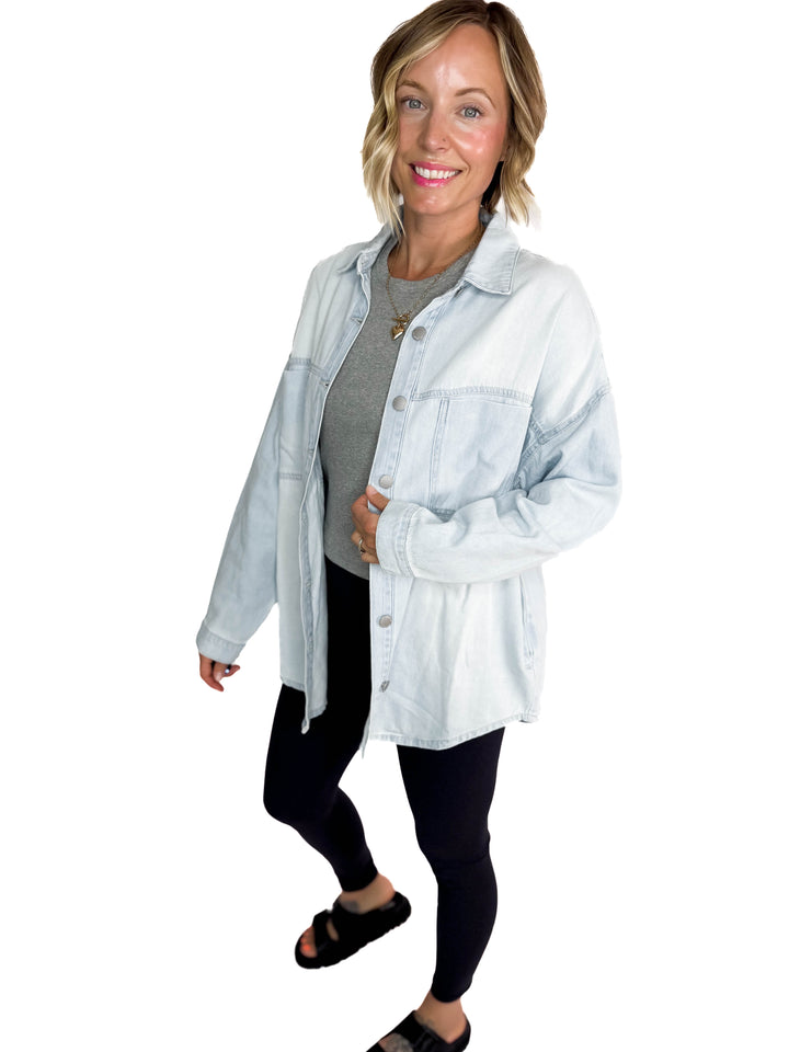 Brennan Oversized Shacket- LIGHT WASH-FINAL SALE