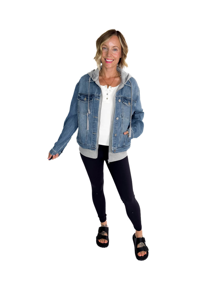 Marcus Relaxed Hoodie Jacket- DARK WASH-MEDIUM WASH-FINAL SALE *L*